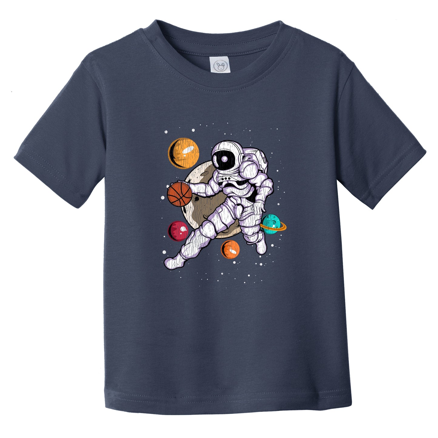 Basketball Astronaut Outer Space Spaceman Distressed Infant Toddler T-Shirt