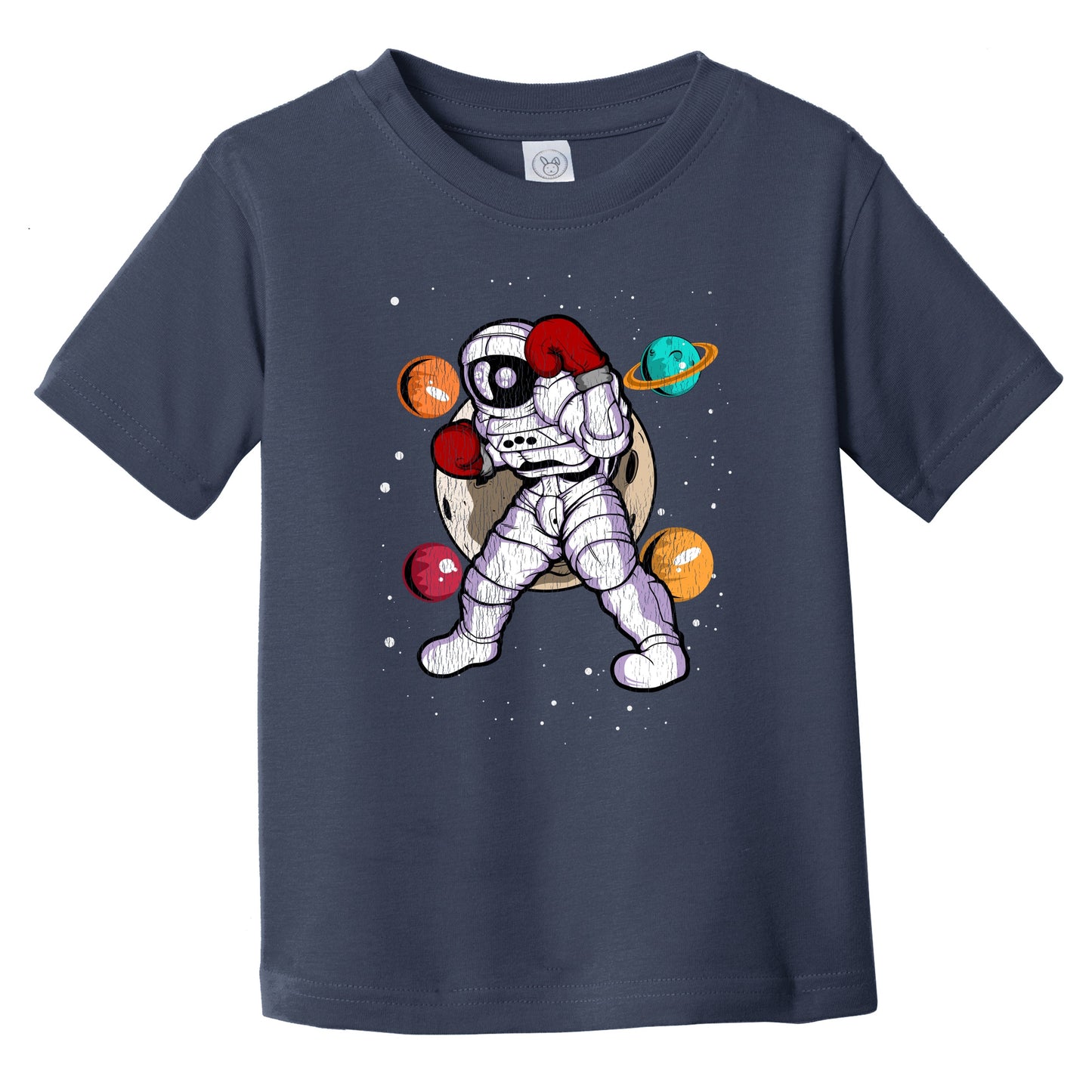 Boxing Astronaut Outer Space Spaceman Distressed Infant Toddler T-Shirt