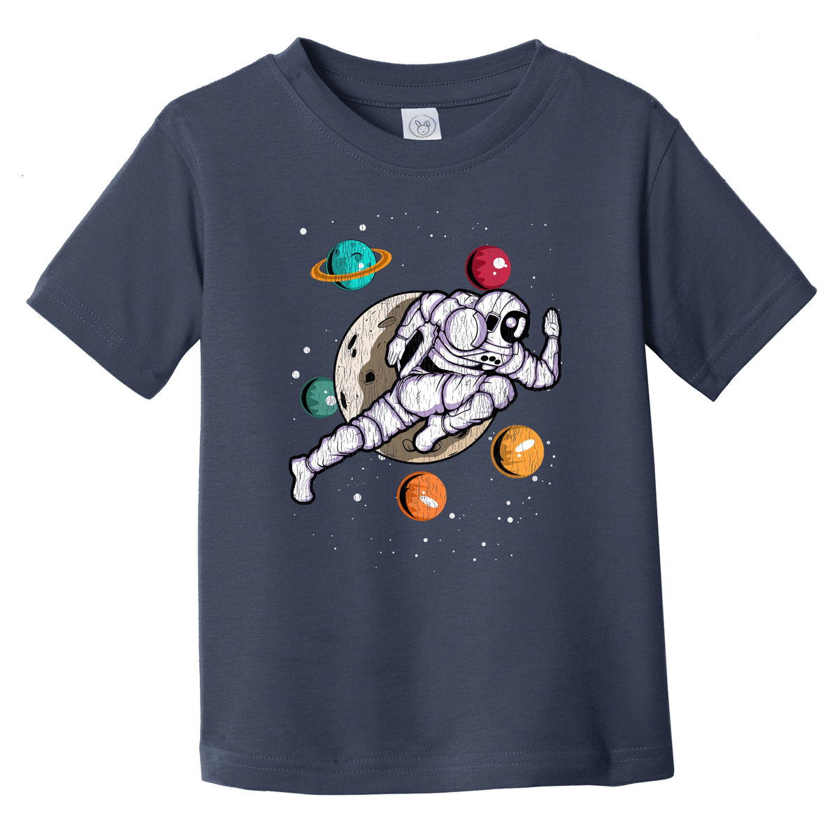 Running Astronaut Outer Space Spaceman Distressed Infant Toddler T-Shirt