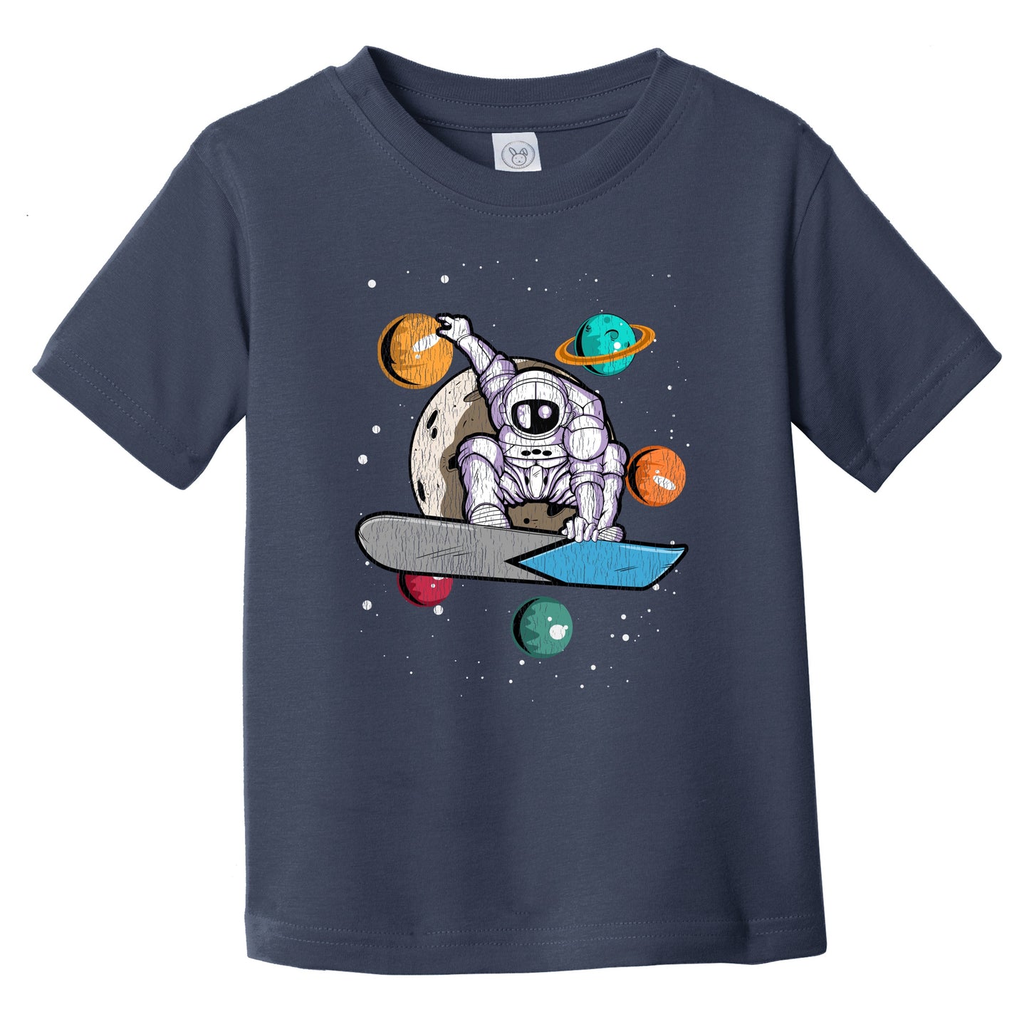 Snowboarding Astronaut Outer Space Spaceman Distressed Infant Toddler T-Shirt