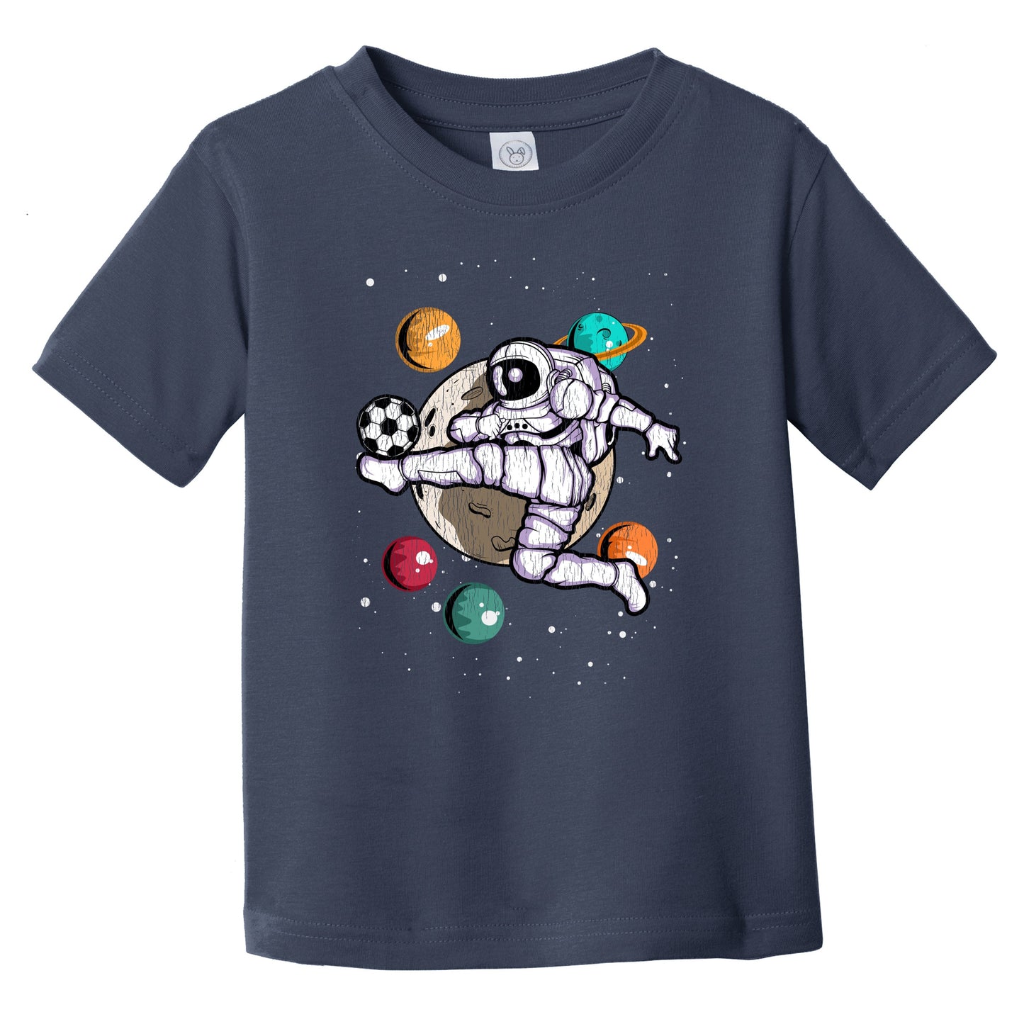 Soccer Astronaut Outer Space Spaceman Distressed Infant Toddler T-Shirt