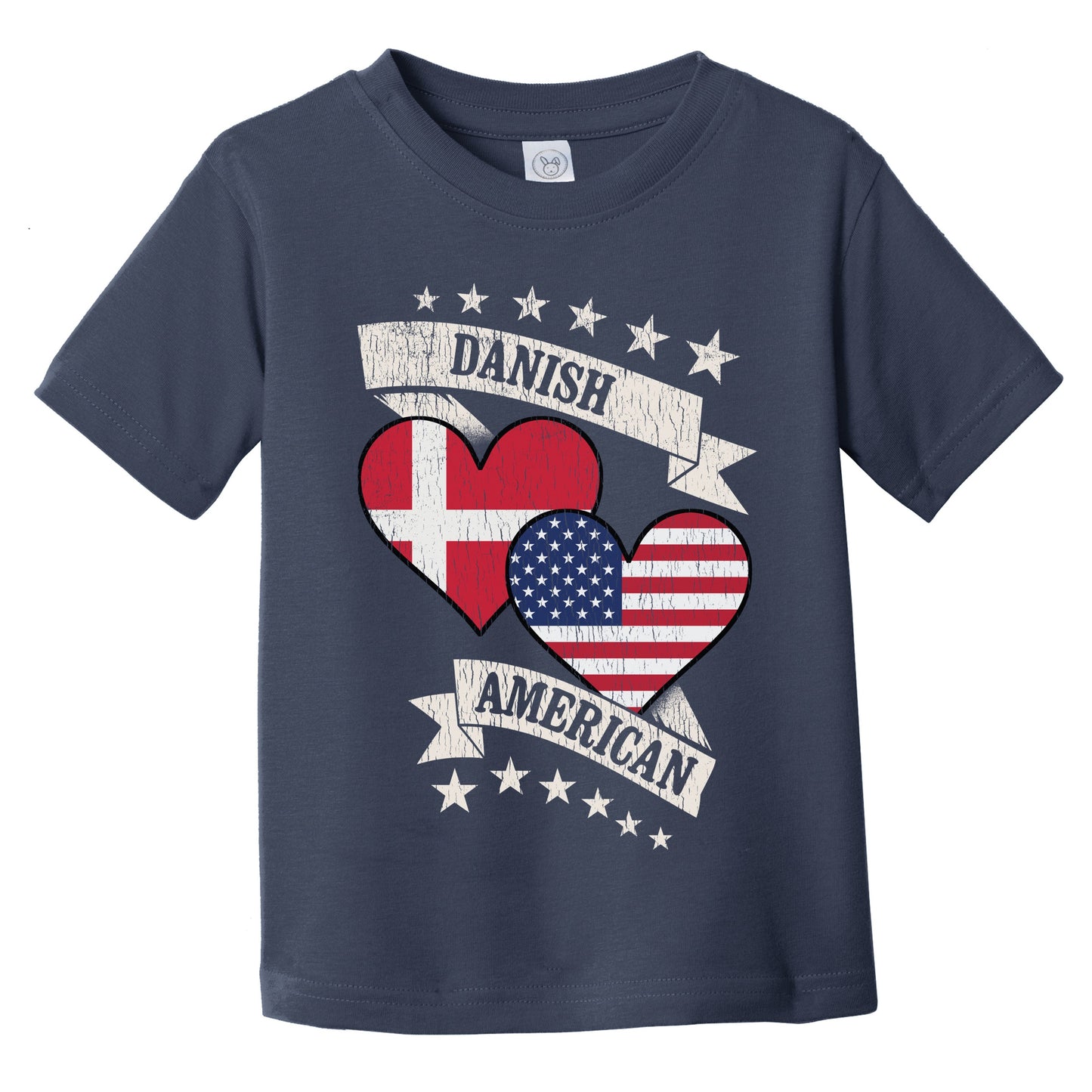 Danish American Heart Flags Denmark America Infant Toddler T-Shirt