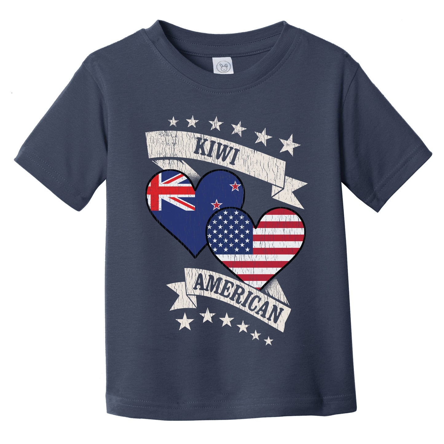 Kiwi American Heart Flags New Zealand America Infant Toddler T-Shirt
