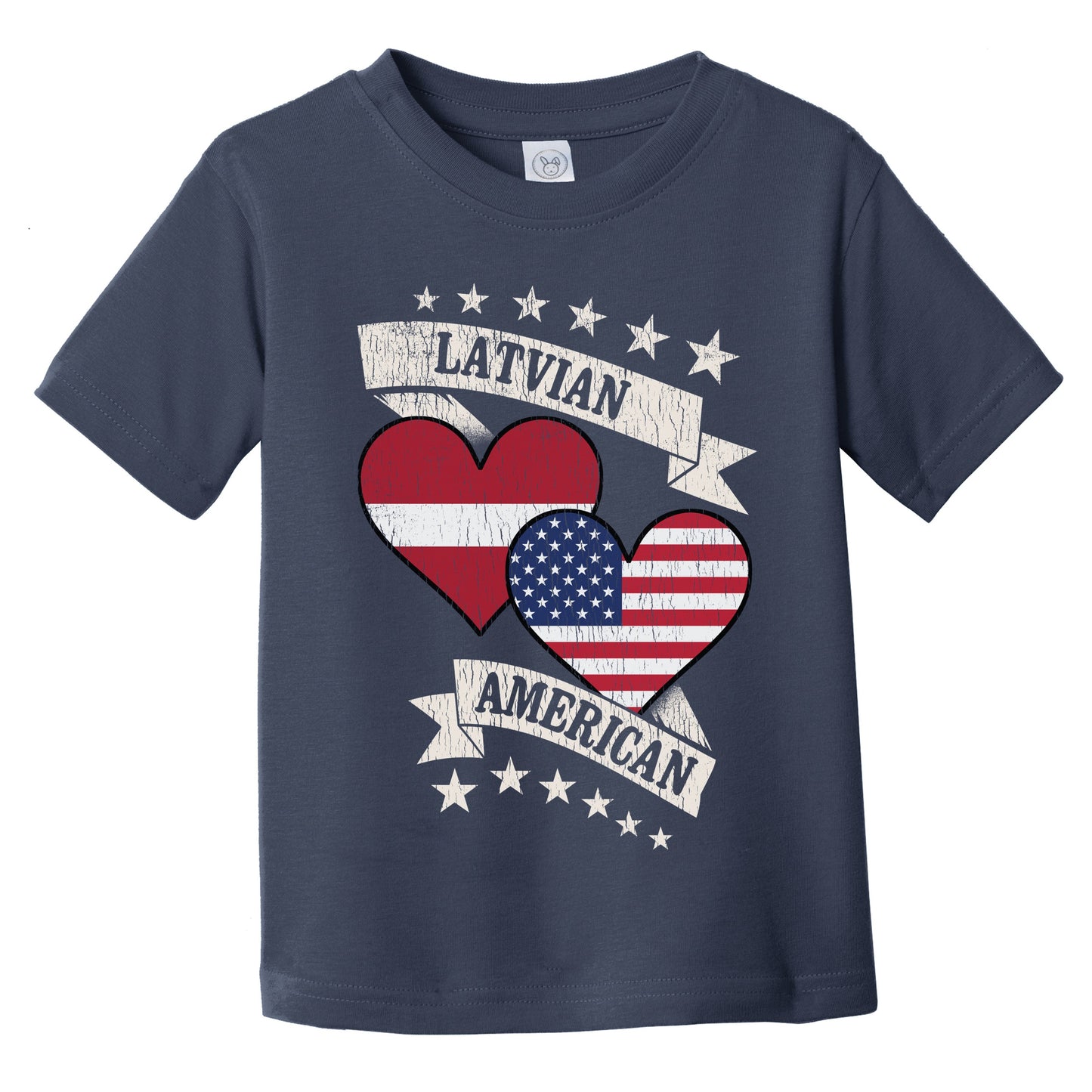 Latvian American Heart Flags Latvia America Infant Toddler T-Shirt