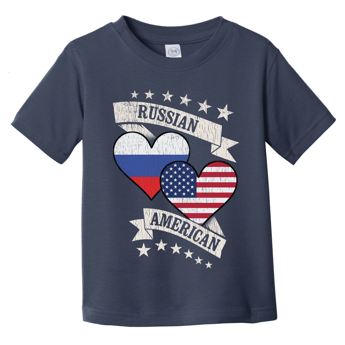 Russian American Heart Flags Russia America Infant Toddler T-Shirt