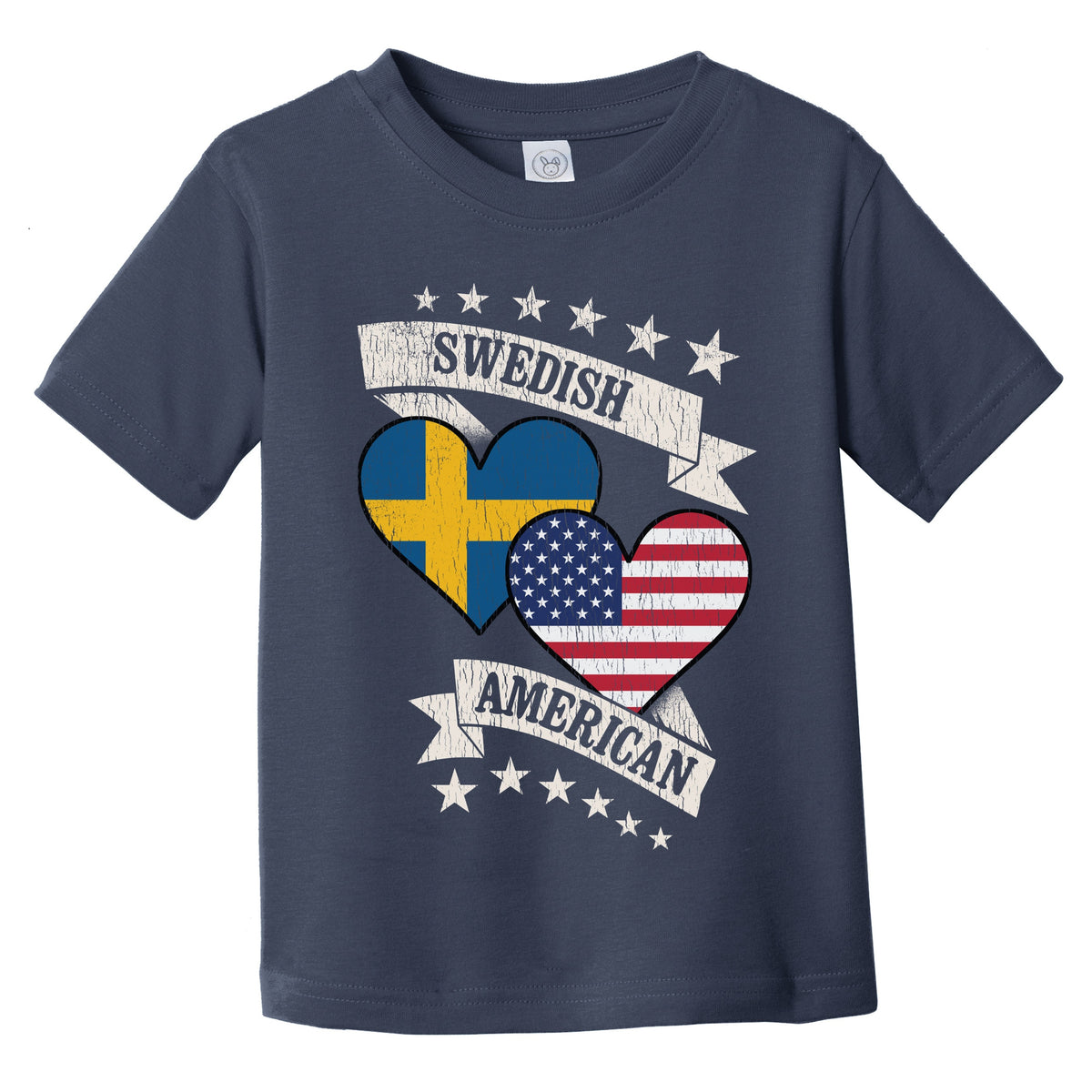 Swedish American Heart Flags Sweden America Infant Toddler T-Shirt