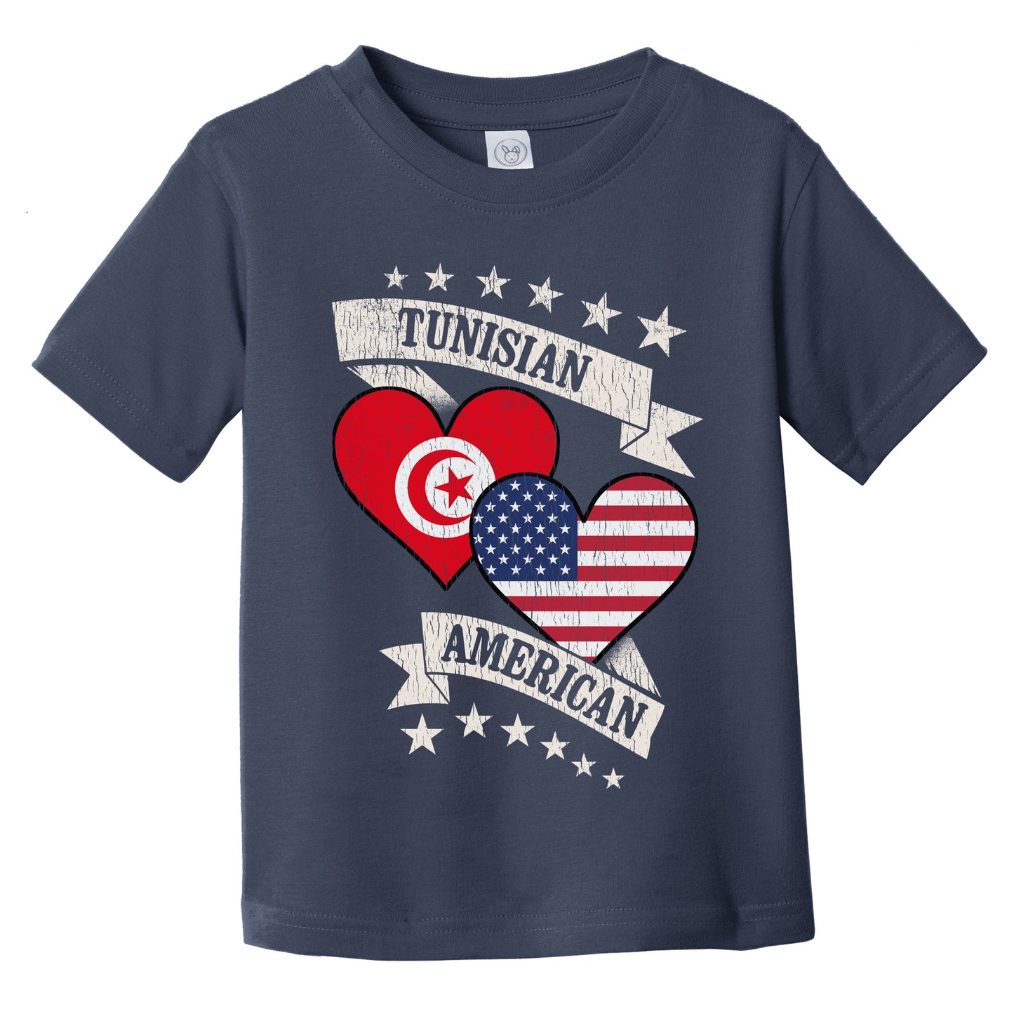 Tunisian American Heart Flags Tunisia America Infant Toddler T-Shirt