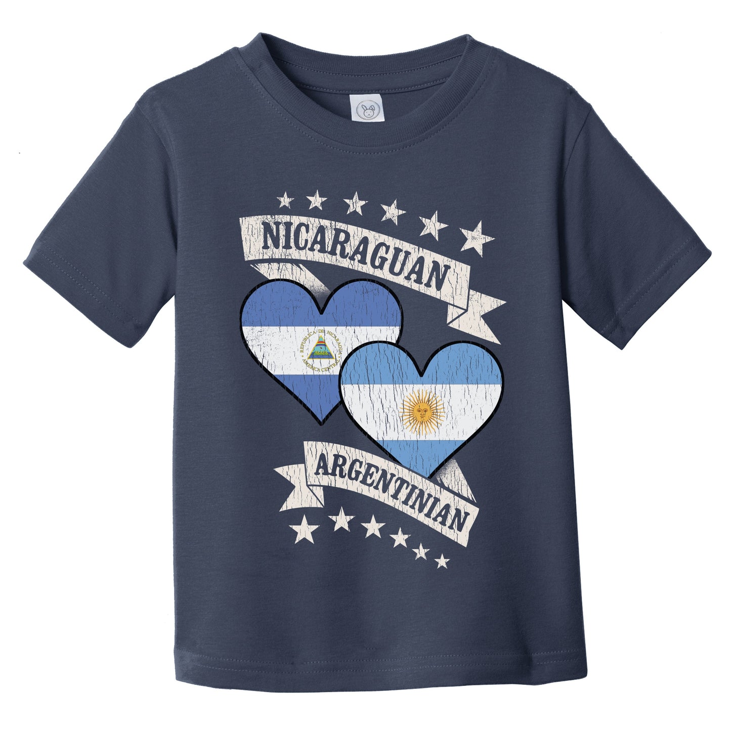Nicaraguan Argentinian Heart Flags Nicaragua Argentina Infant Toddler T-Shirt