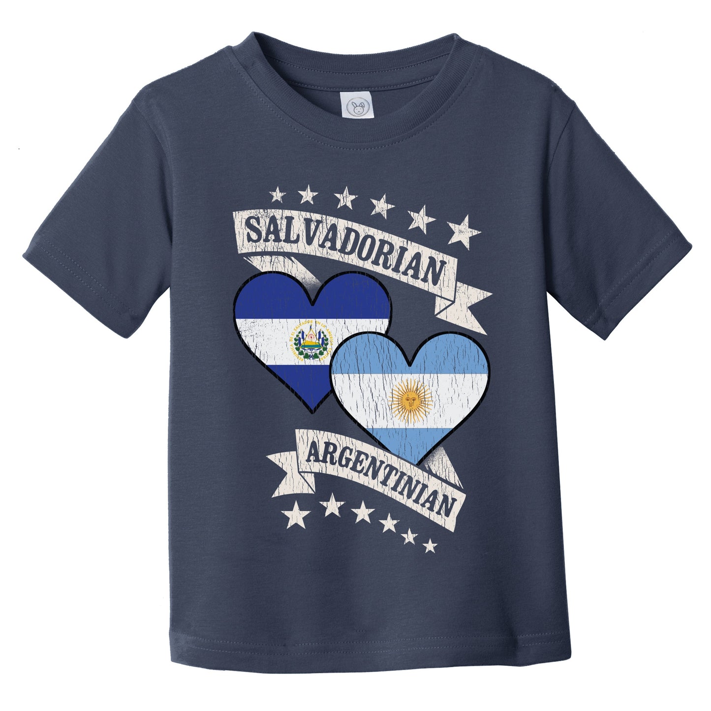 Salvadorian Argentinian Heart Flags El Salvador Argentina Infant Toddler T-Shirt