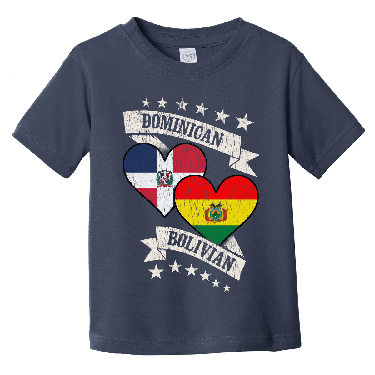 Dominican Bolivian Heart Flags Dominican Republic Bolivia Infant Toddler T-Shirt