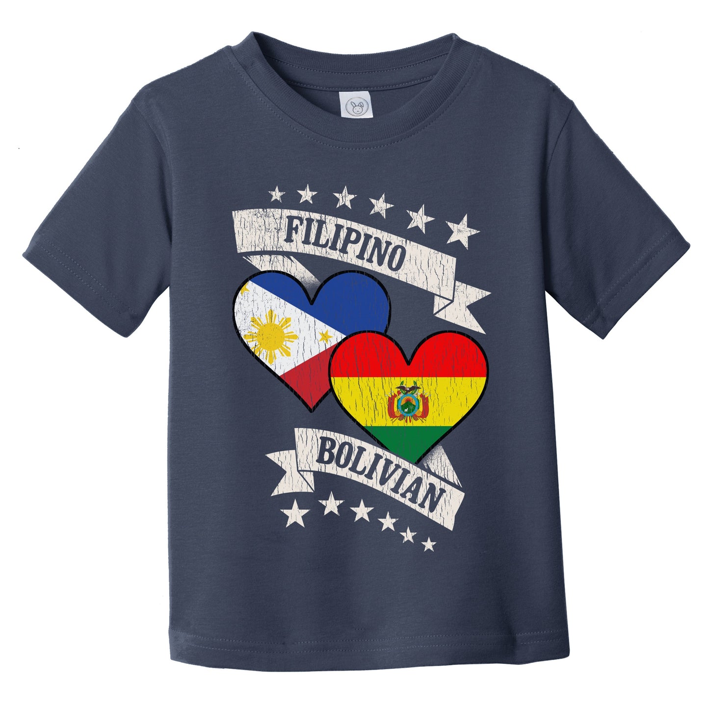 Filipino Bolivian Heart Flags Philippines Bolivia Infant Toddler T-Shirt