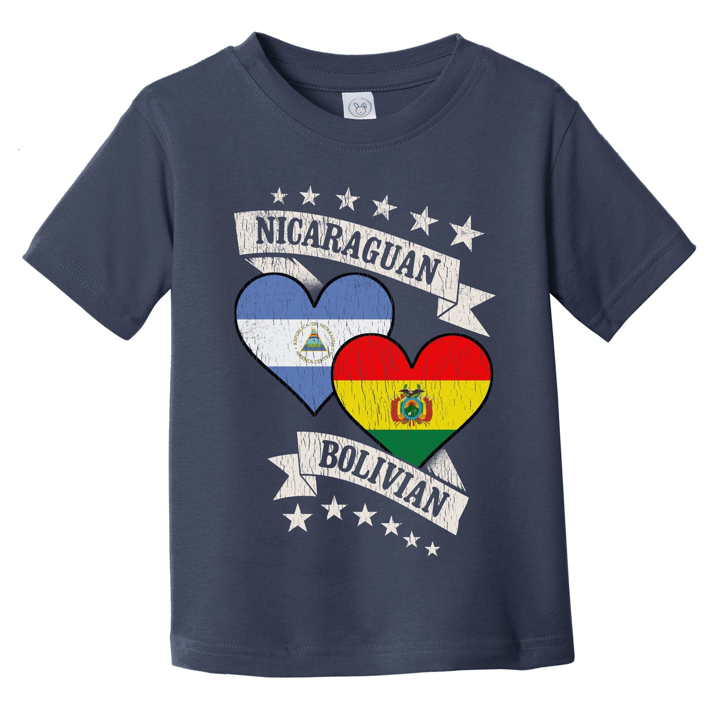 Nicaraguan Bolivian Heart Flags Nicaragua Bolivia Infant Toddler T-Shirt