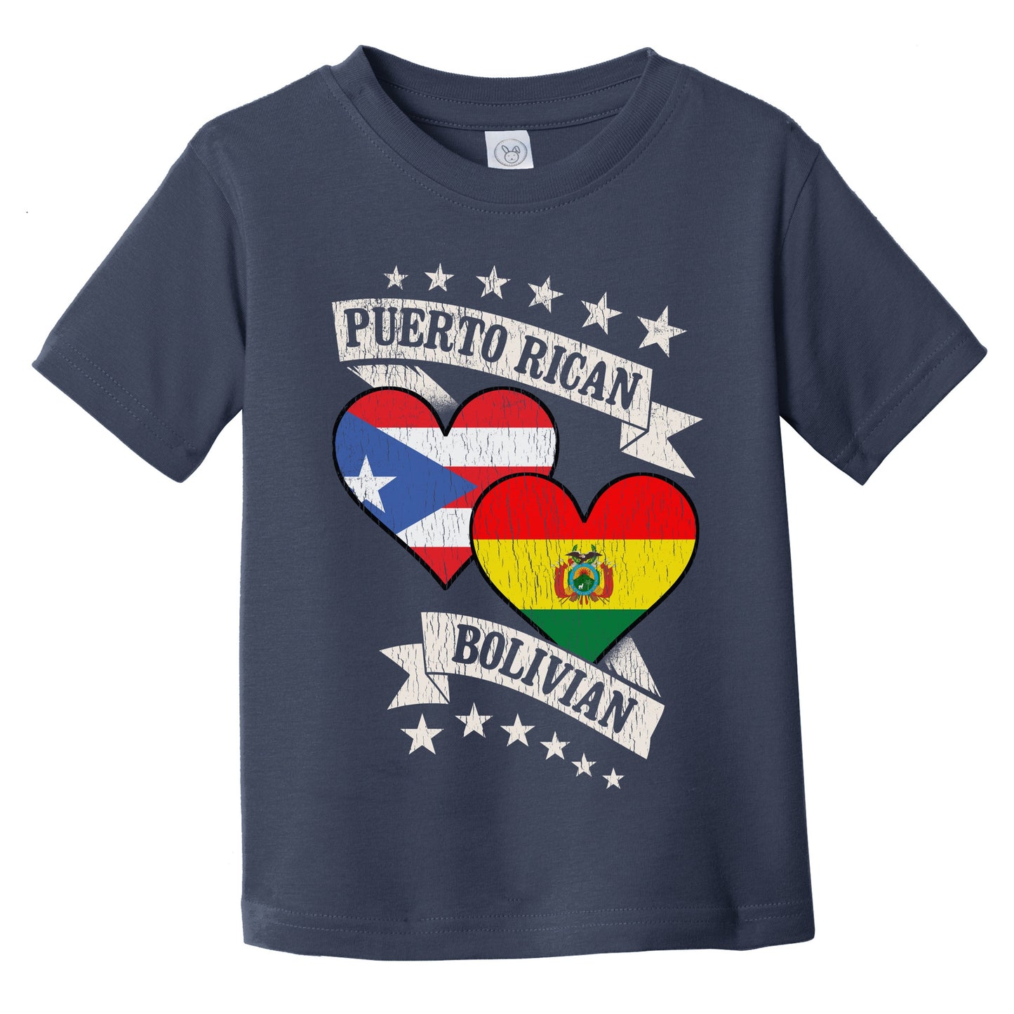 Puerto Rican Bolivian Heart Flags Puerto Rico Bolivia Infant Toddler T-Shirt