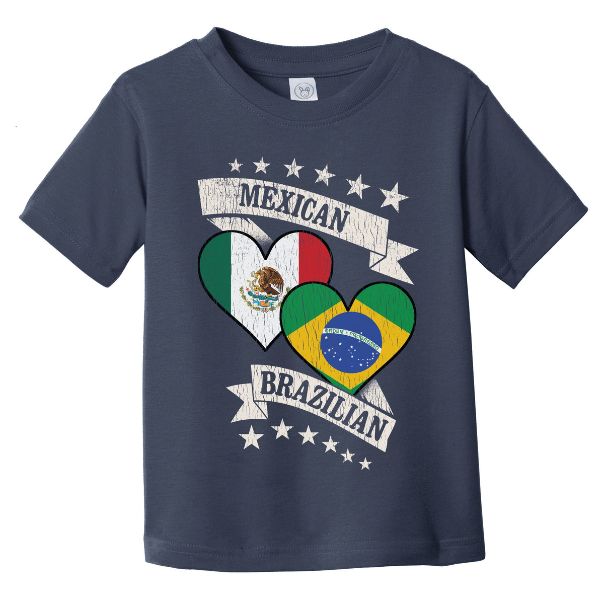 Mexican Brazilian Heart Flags Mexico Brazil Infant Toddler T-Shirt