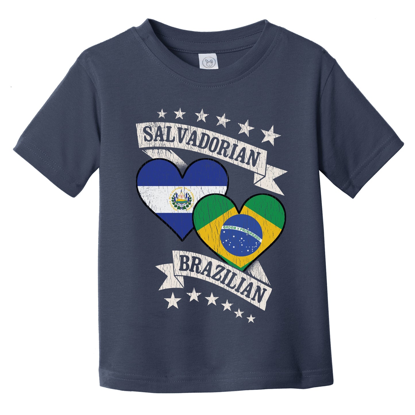 Salvadorian Brazilian Heart Flags El Salvador Brazil Infant Toddler T-Shirt