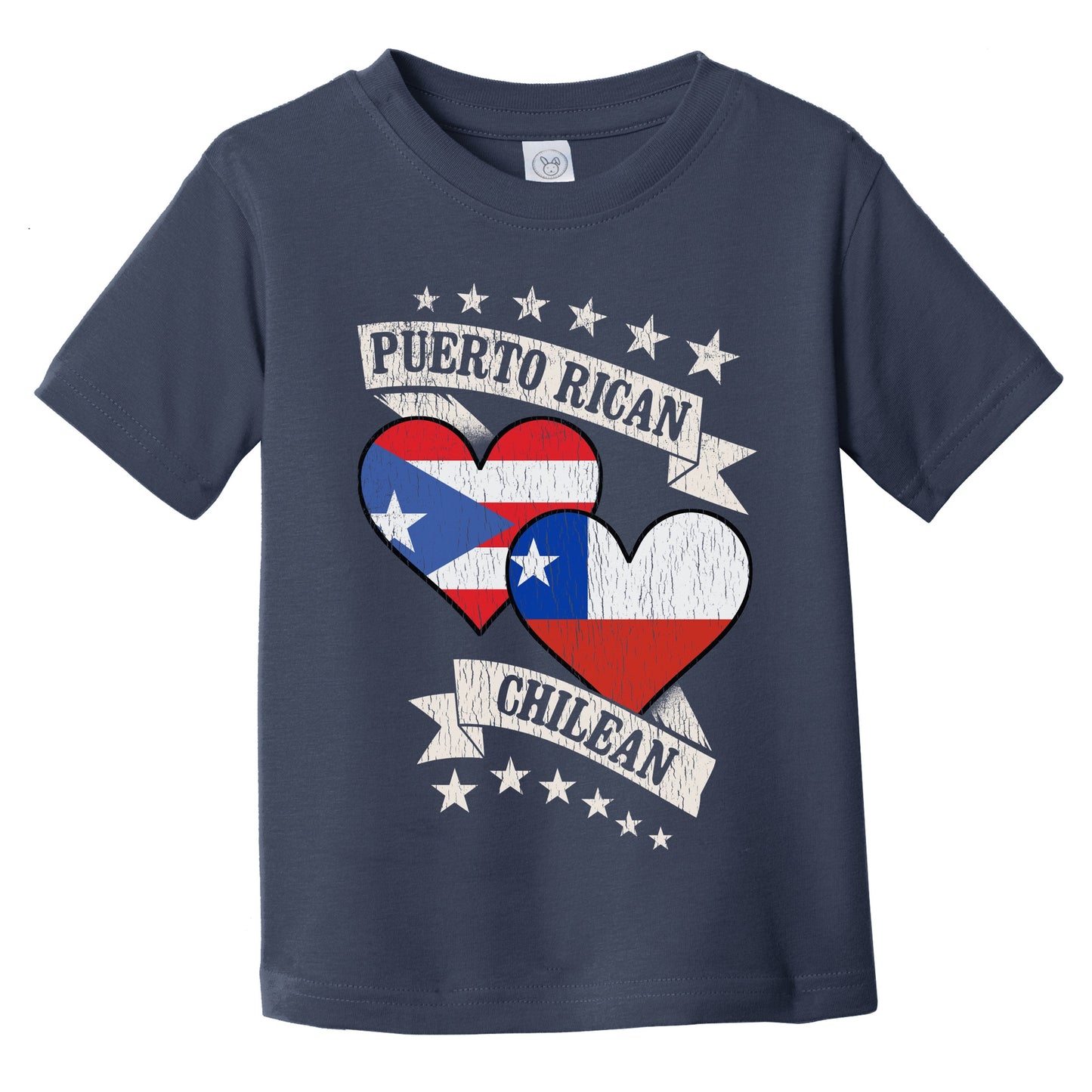 Puerto Rican Chilean Heart Flags Puerto Rico Chile Infant Toddler T-Shirt
