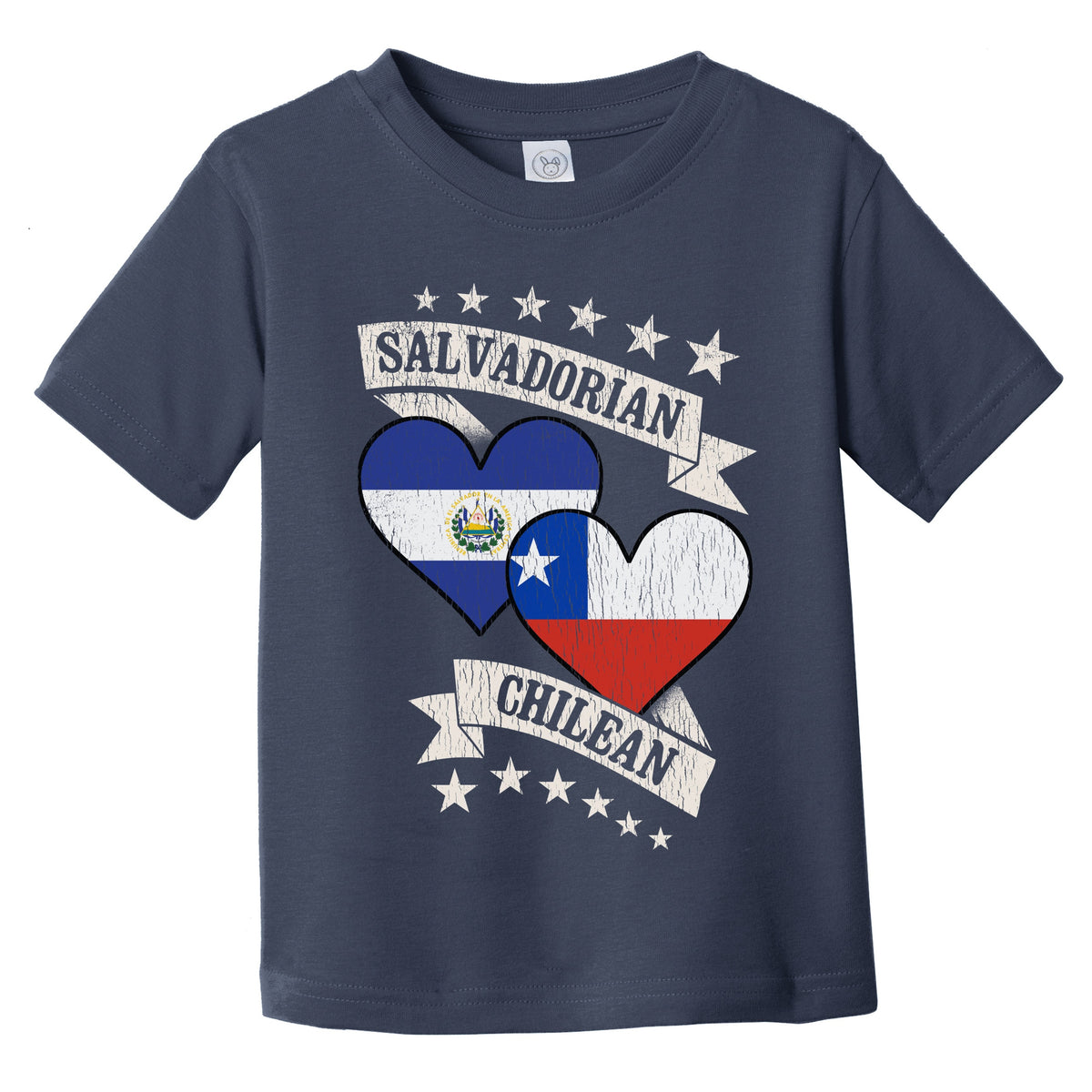 Salvadorian Chilean Heart Flags El Salvador Chile Infant Toddler T-Shirt