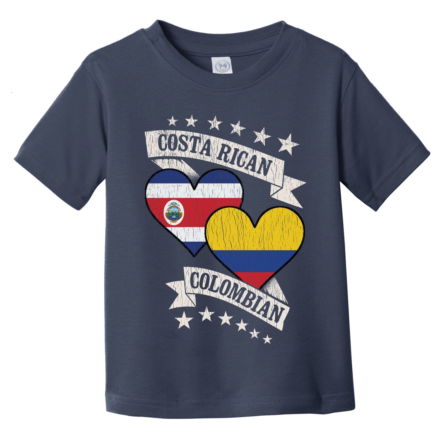 Costa Rican Colombian Heart Flags Costa Rica Colombia Infant Toddler T-Shirt