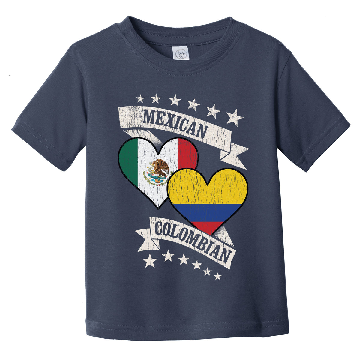 Mexican Colombian Heart Flags Mexico Colombia Infant Toddler T-Shirt