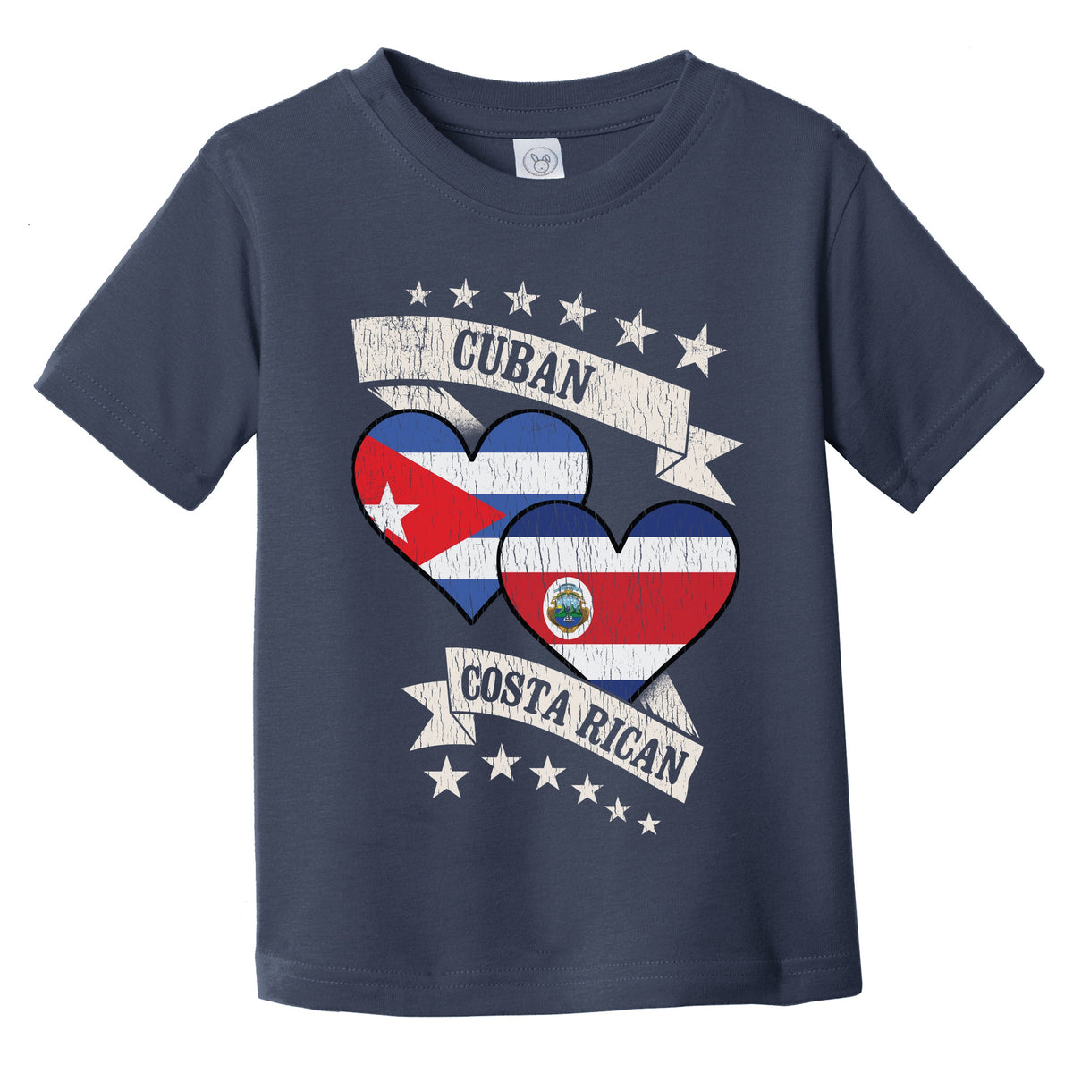 Cuban Costa Rican Heart Flags Cuba Costa Rica Infant Toddler T-Shirt
