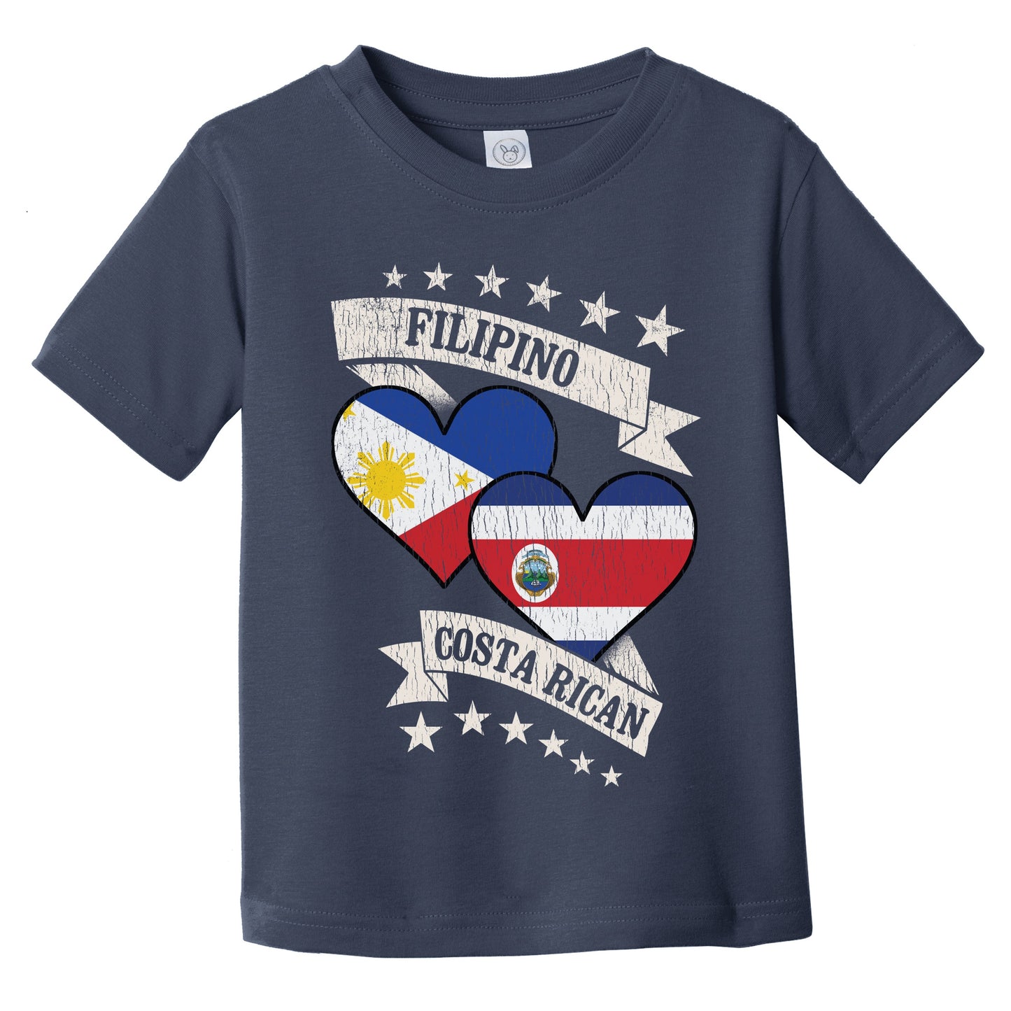 Filipino Costa Rican Heart Flags Philippines Costa Rica Infant Toddler T-Shirt