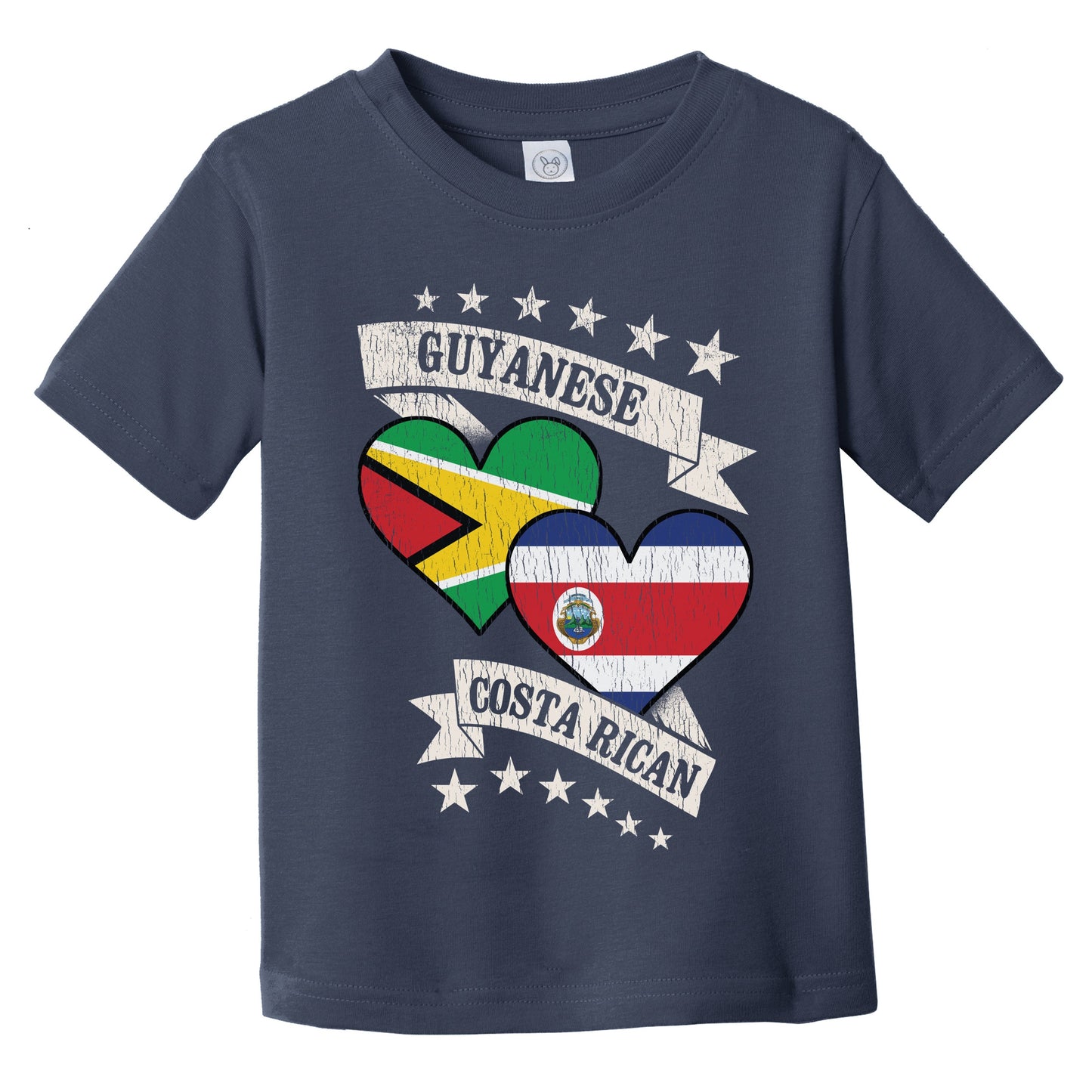 Guyanese Costa Rican Heart Flags Guyana Costa Rica Infant Toddler T-Shirt