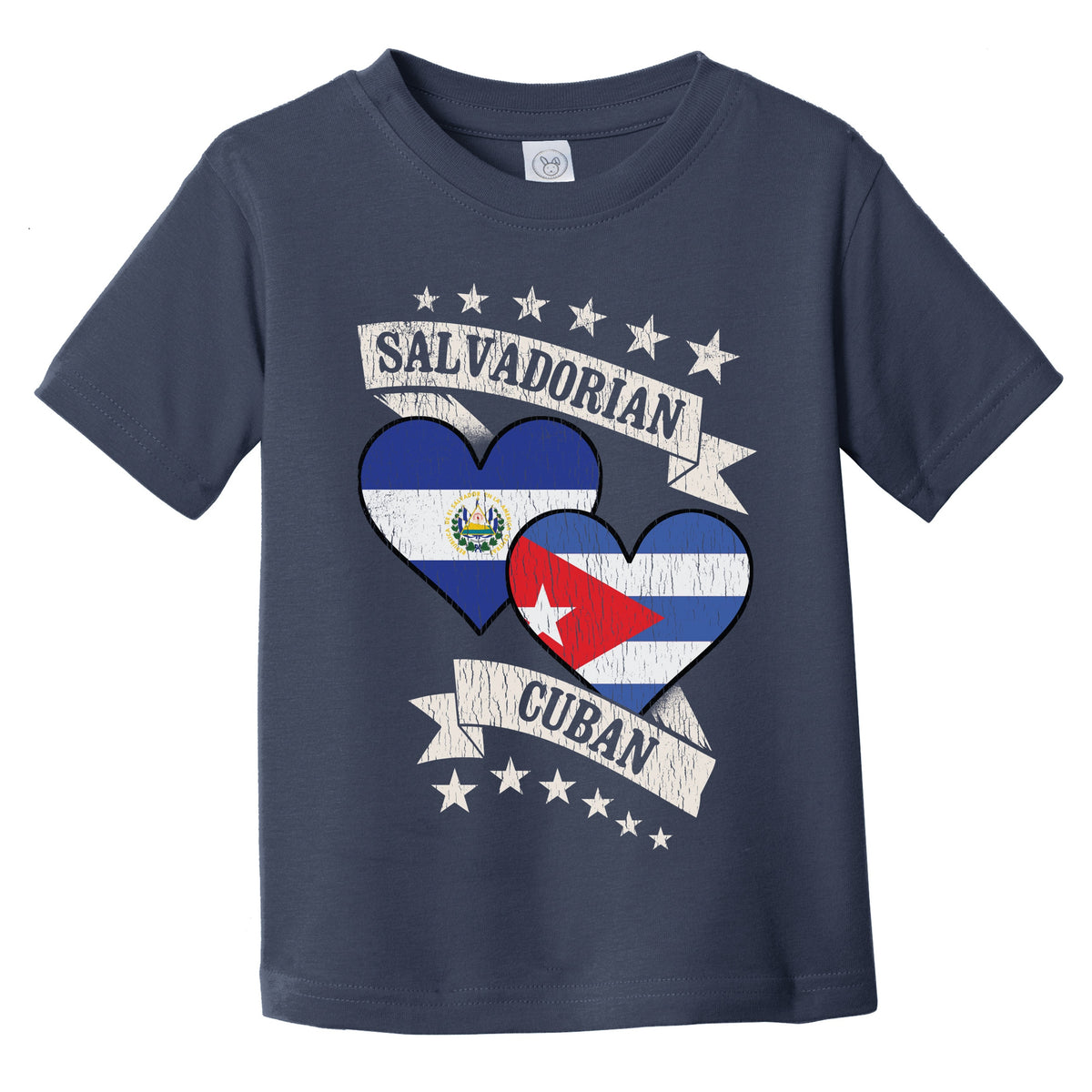Salvadorian Cuban Heart Flags El Salvador Cuba Infant Toddler T-Shirt
