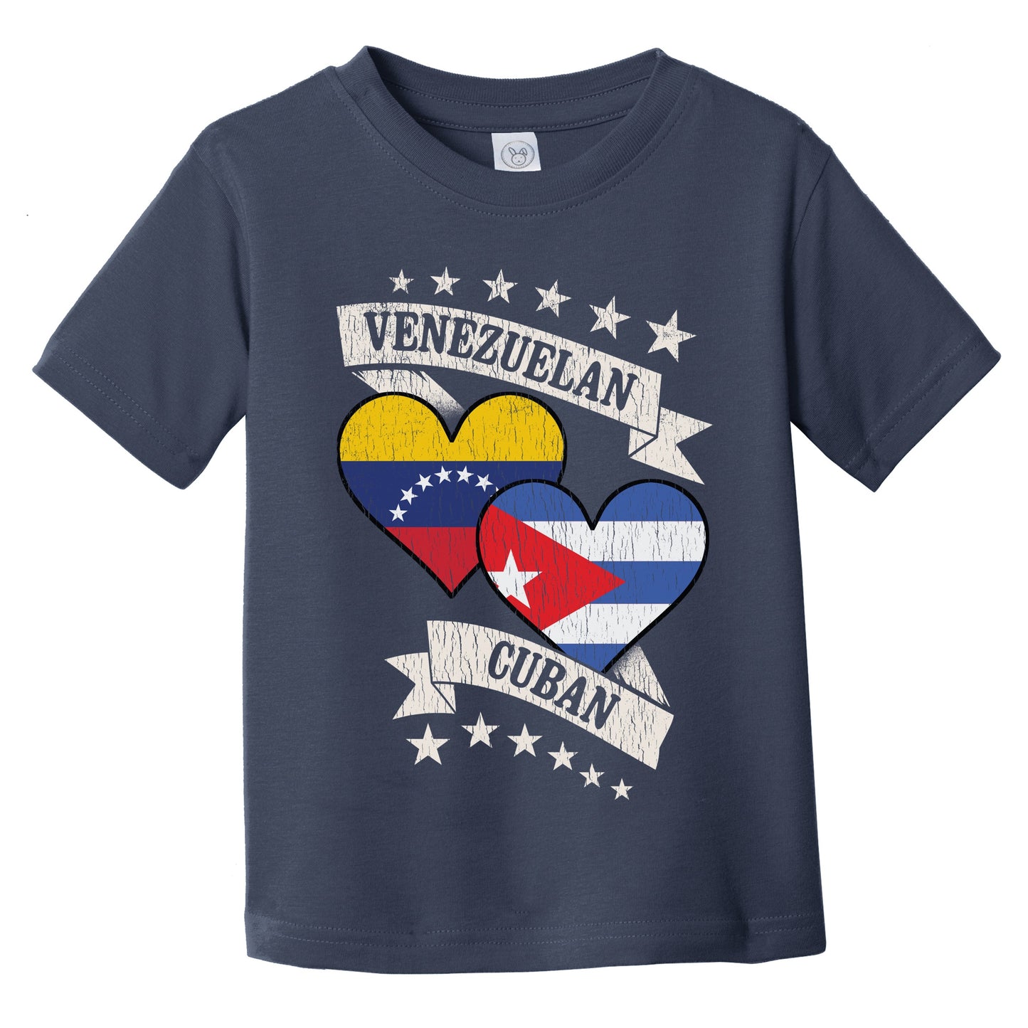 Venezuelan Cuban Heart Flags Venezuela Cuba Infant Toddler T-Shirt