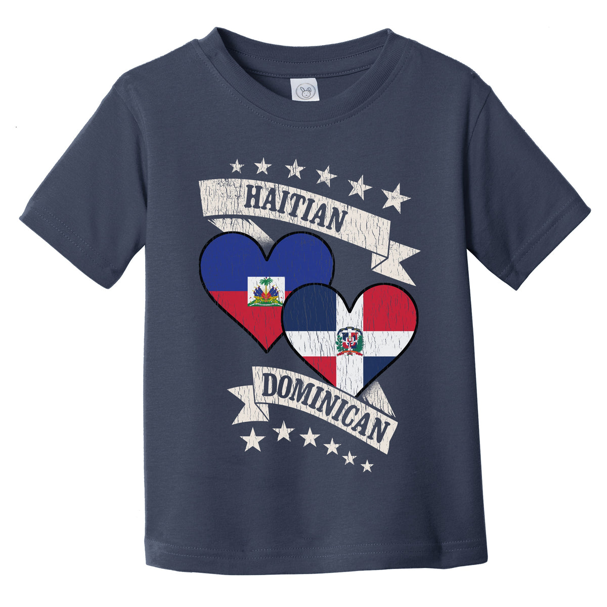 Haitian Dominican Heart Flags Haiti Dominican Republic Infant Toddler T-Shirt