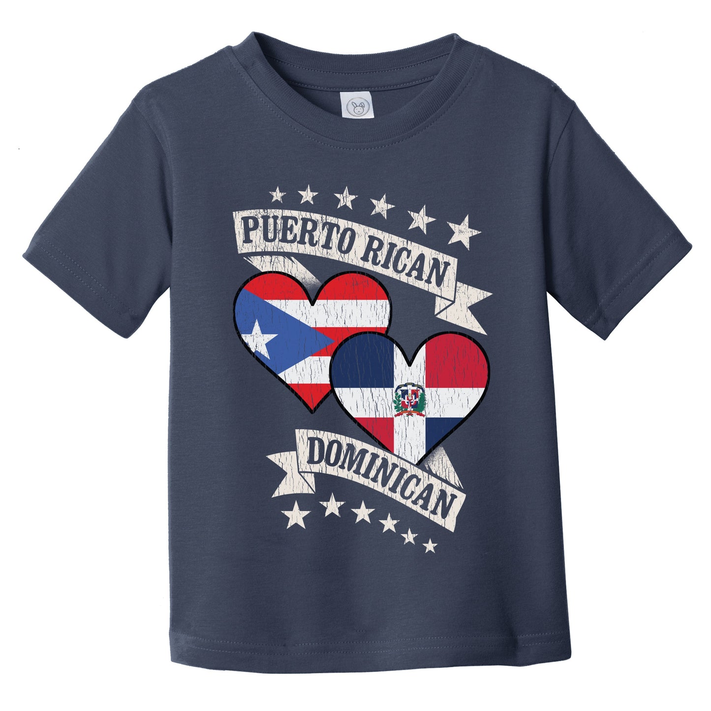 Puerto Rican Dominican Heart Flags Puerto Rico Dominican Republic Infant Toddler T-Shirt