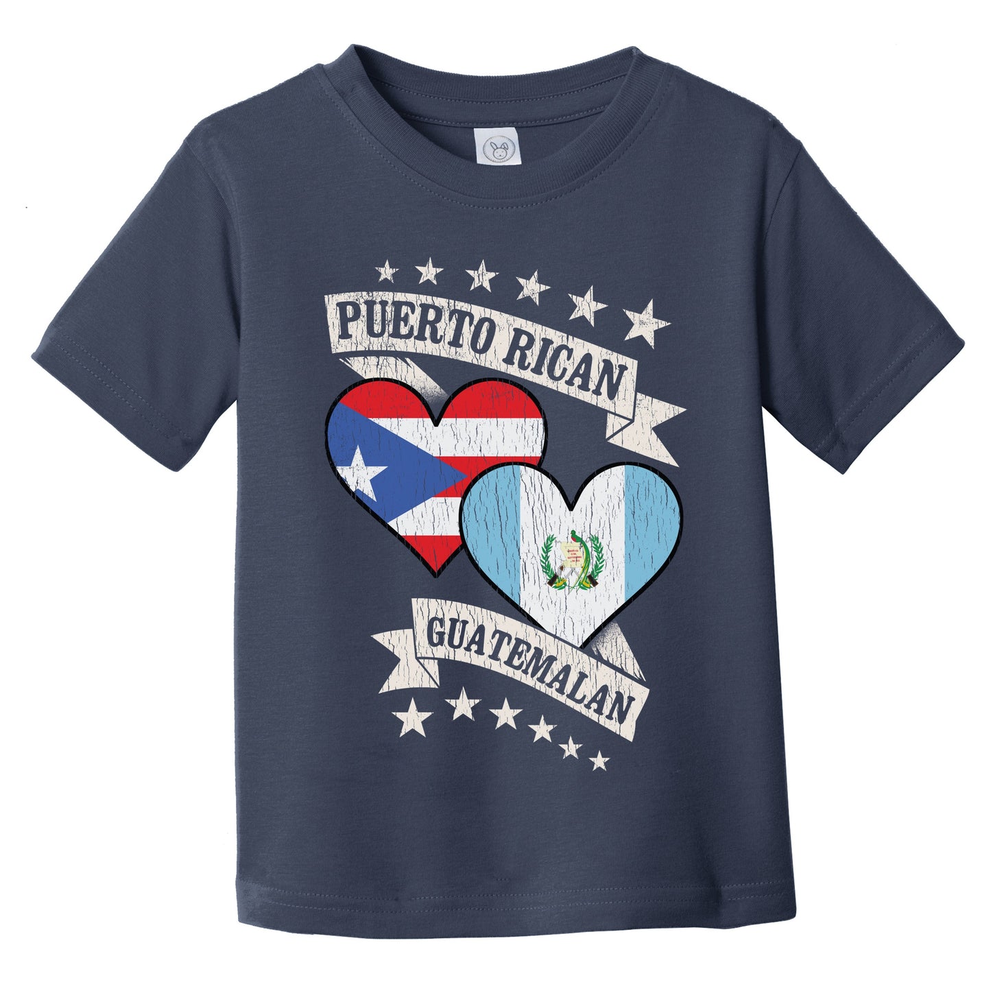Puerto Rican Guatemalan Heart Flags Puerto Rico Guatemala Infant Toddler T-Shirt