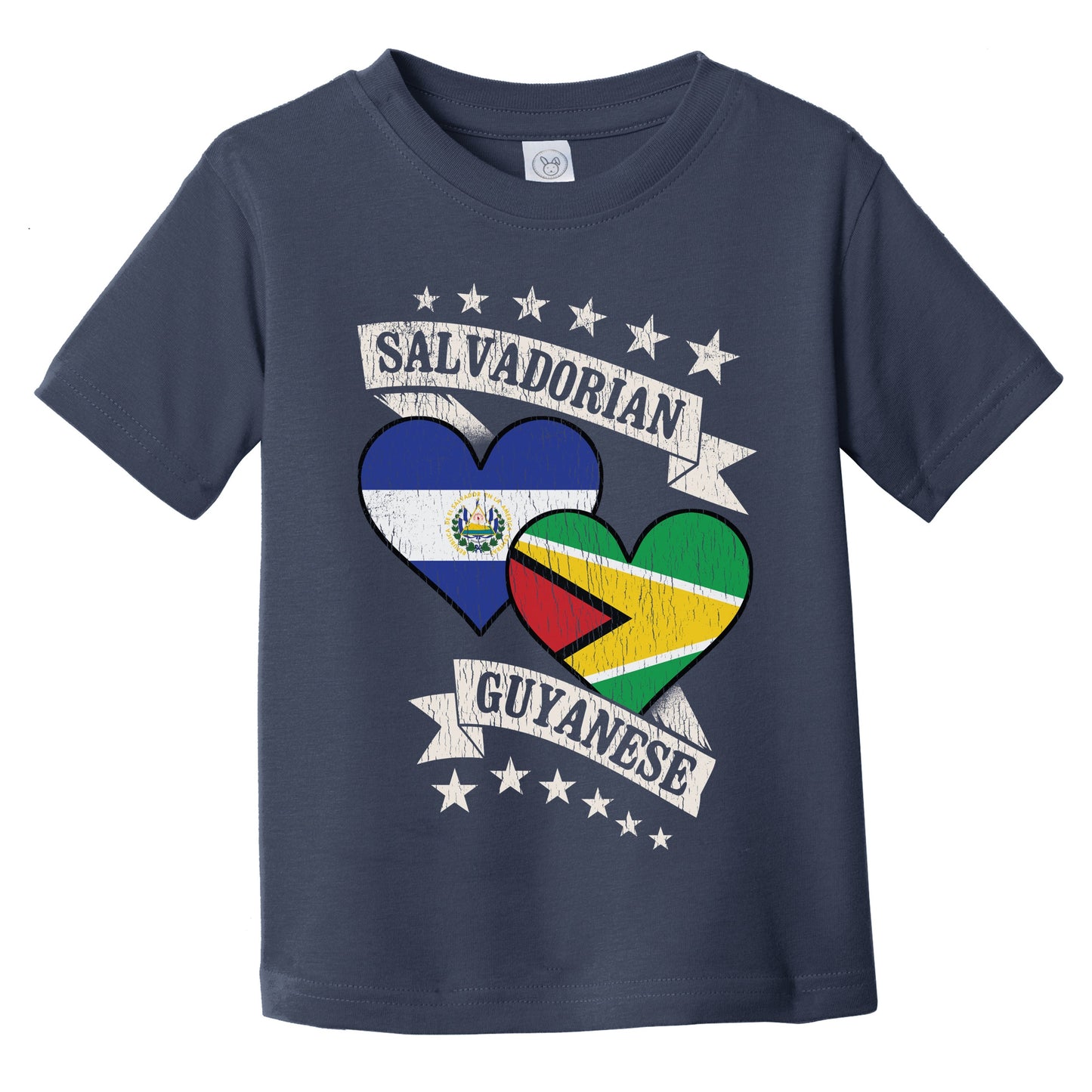 Salvadorian Guyanese Heart Flags El Salvador Guyana Infant Toddler T-Shirt