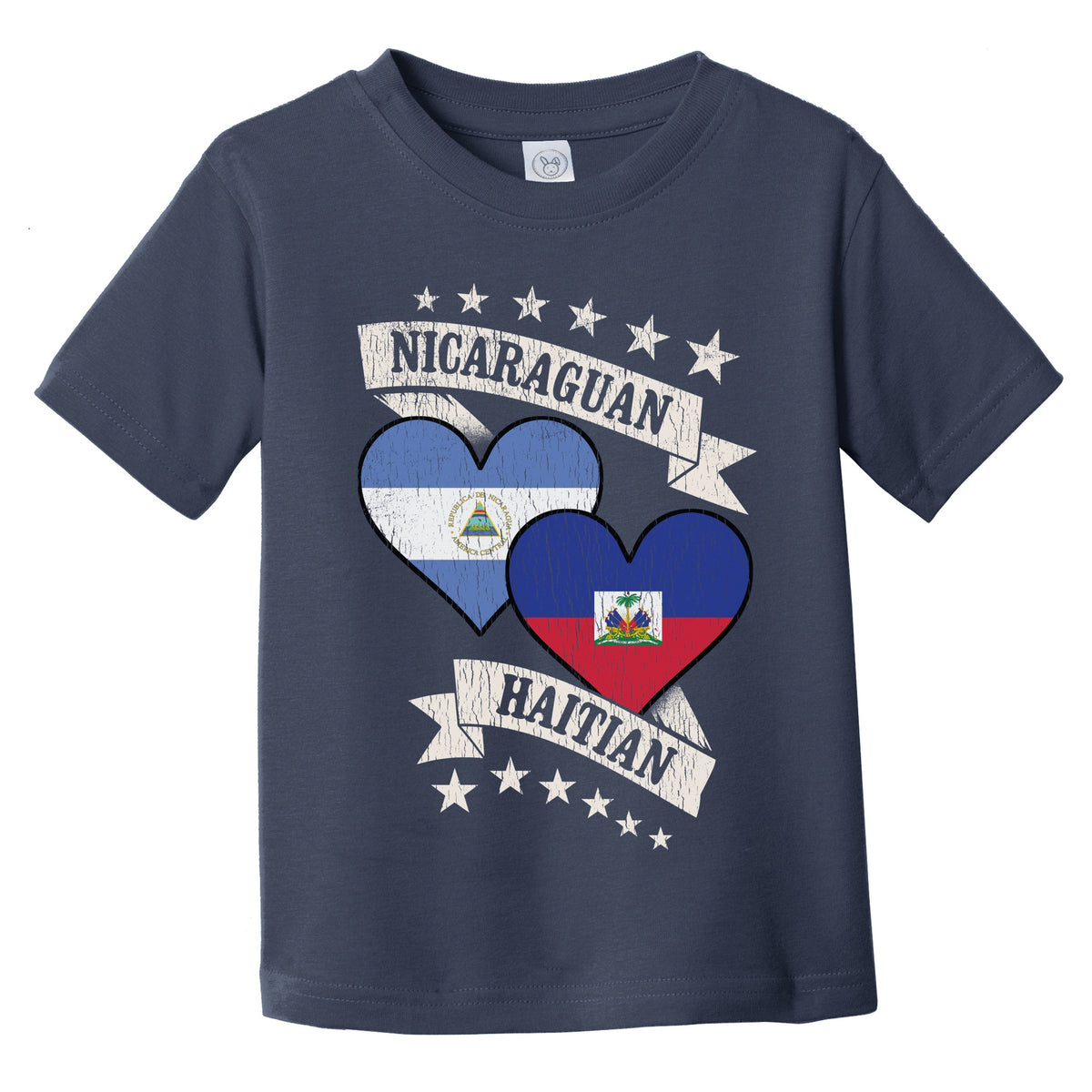 Nicaraguan Haitian Heart Flags Nicaragua Haiti Infant Toddler T-Shirt