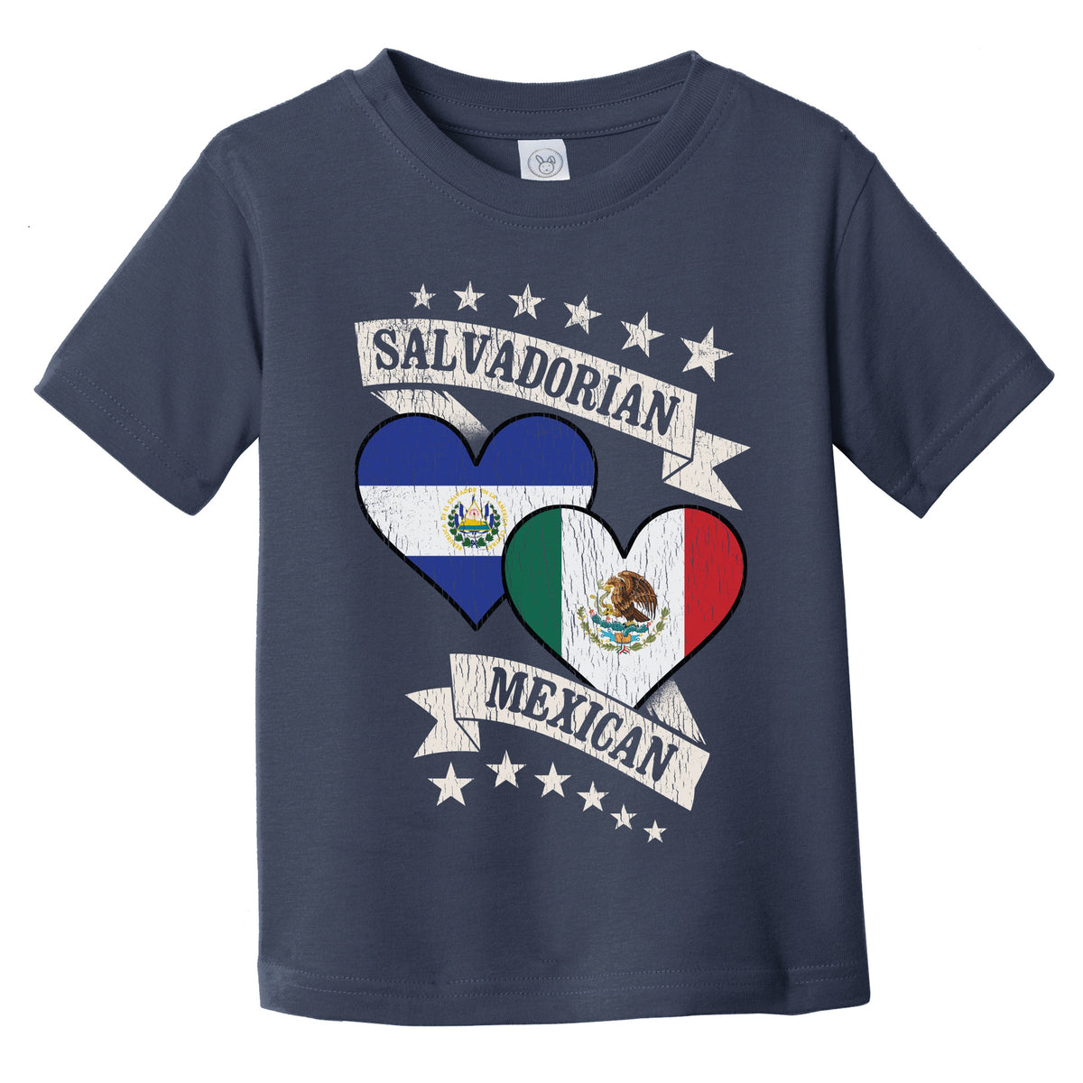 Salvadorian Mexican Heart Flags El Salvador Mexico Infant Toddler T-Shirt