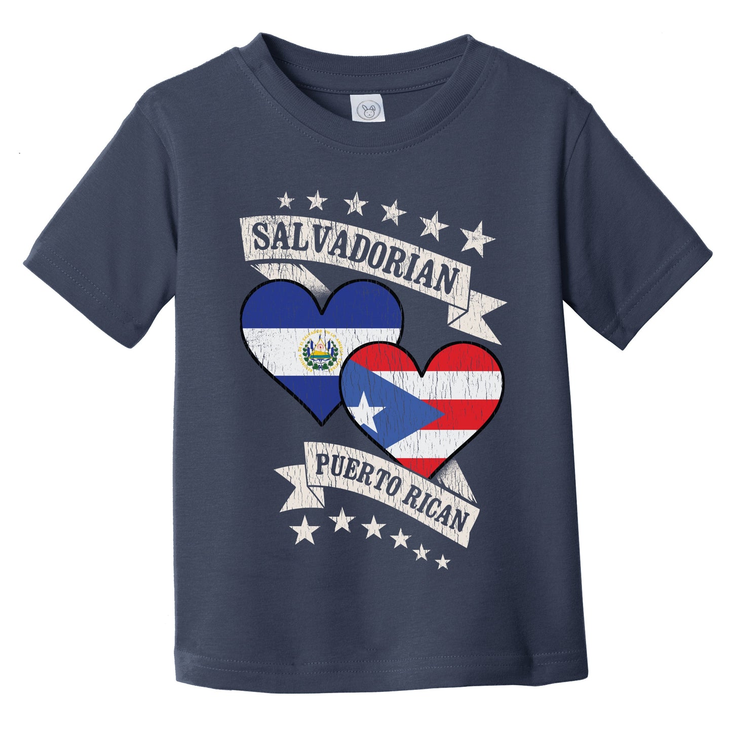 Salvadorian Puerto Rican Heart Flags El Salvador Puerto Rico Infant Toddler T-Shirt
