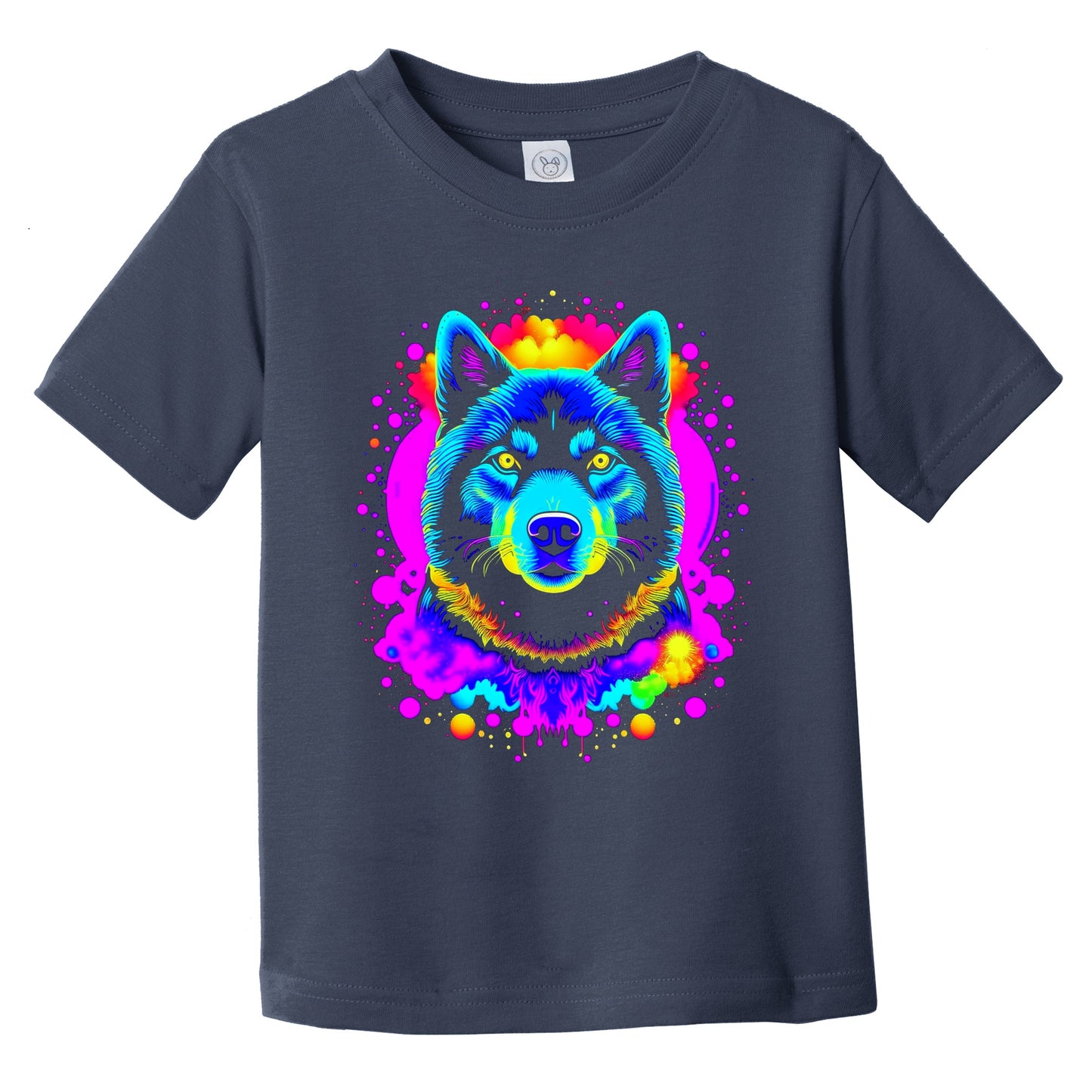 Colorful Bright Akita Vibrant Psychedelic Dog Art Infant Toddler T-Shirt