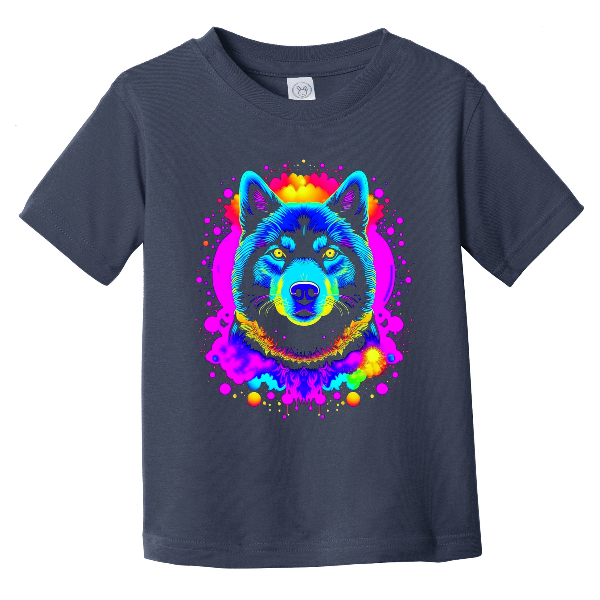 Colorful Bright Akita Vibrant Psychedelic Dog Art Infant Toddler T-Shirt