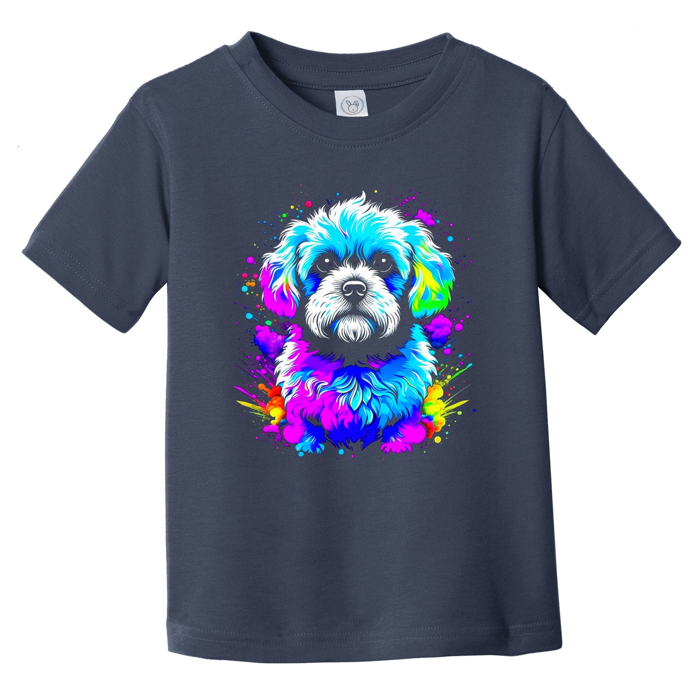Colorful Bright Bichon Frise Vibrant Psychedelic Dog Art Infant Toddler T-Shirt