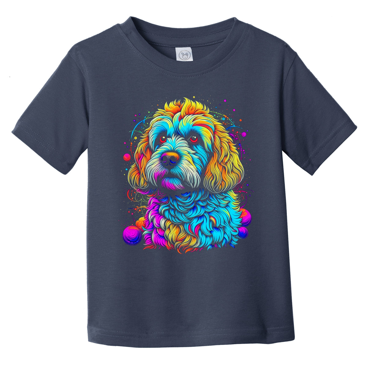 Colorful Bright Cockapoo Vibrant Psychedelic Dog Art Infant Toddler T-Shirt
