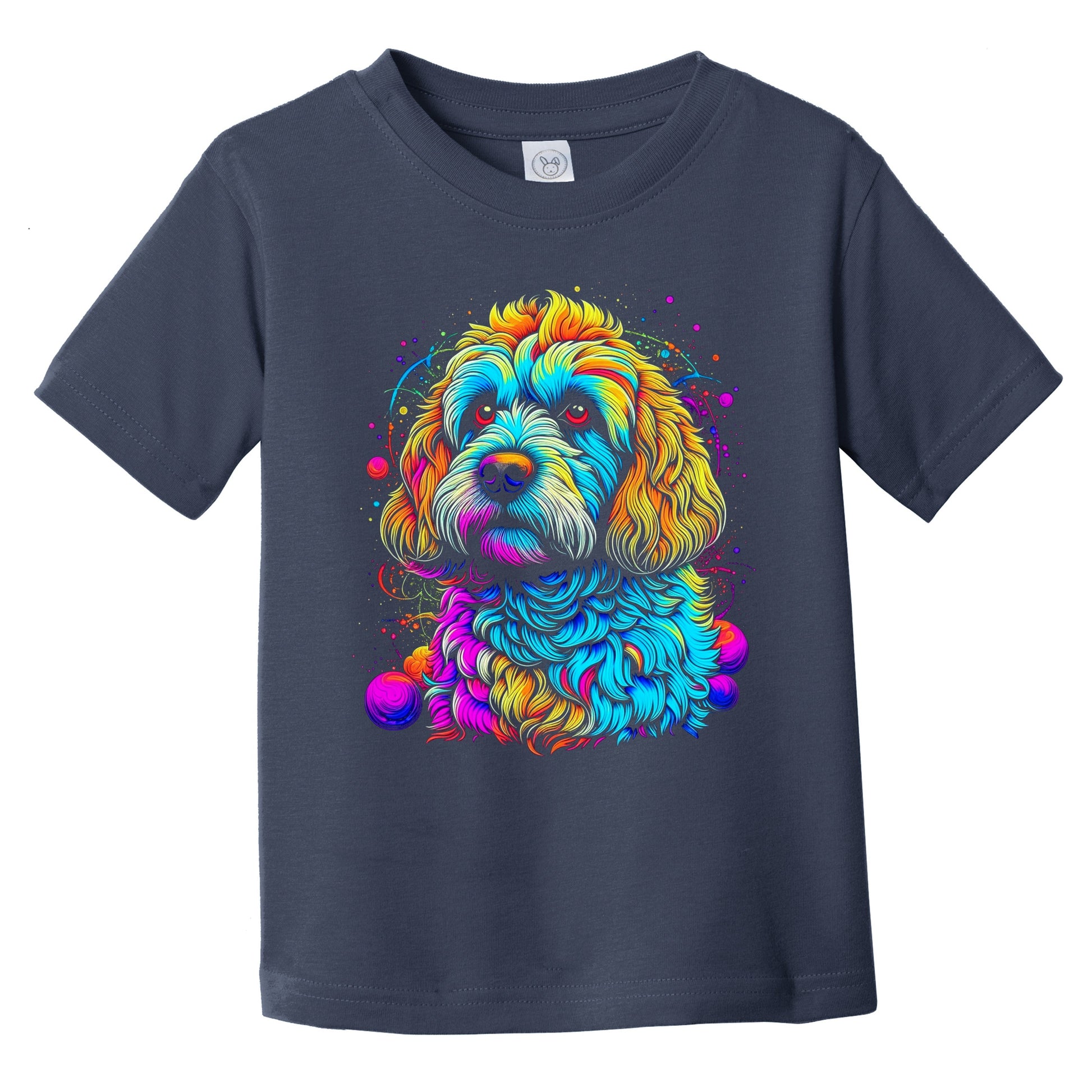 Colorful Bright Cockapoo Vibrant Psychedelic Dog Art Infant Toddler T-Shirt