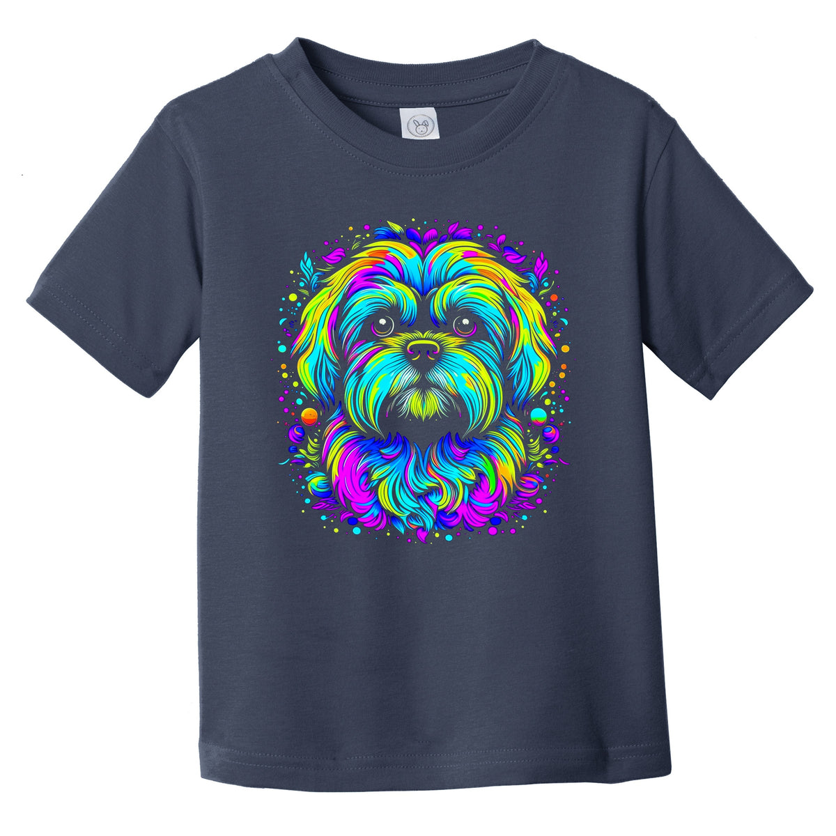 Colorful Bright Maltese Vibrant Psychedelic Dog Art Infant Toddler T-Shirt