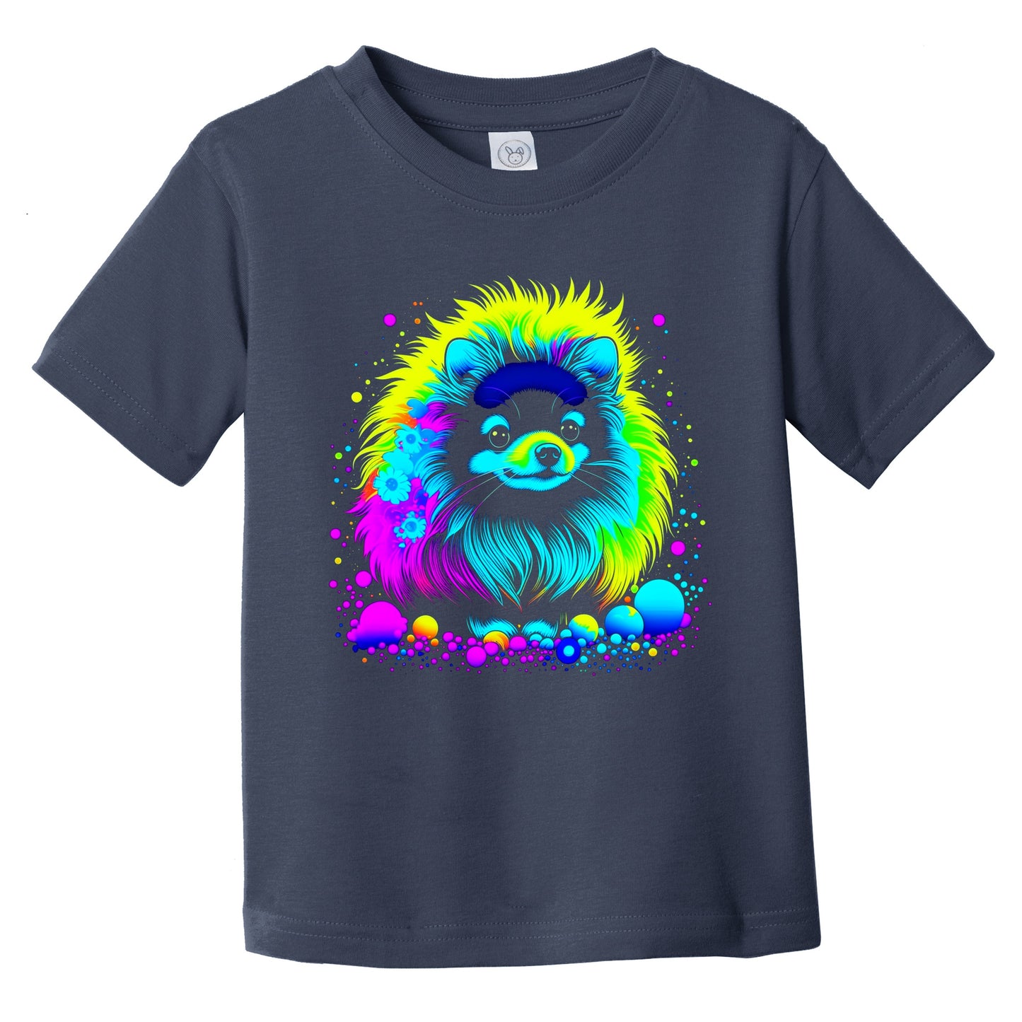 Colorful Bright Pomeranian Vibrant Psychedelic Dog Art Infant Toddler T-Shirt
