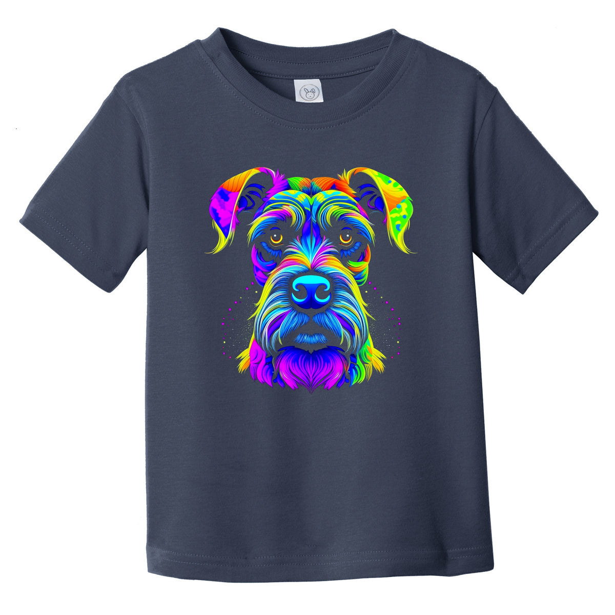 Colorful Bright Schnauzer Vibrant Psychedelic Dog Art Infant Toddler T-Shirt