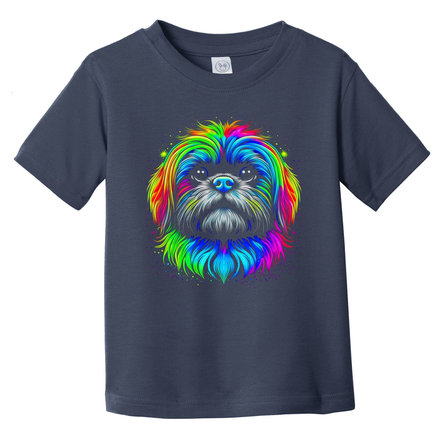 Colorful Bright Shih Tzu Vibrant Psychedelic Dog Art Infant Toddler T-Shirt