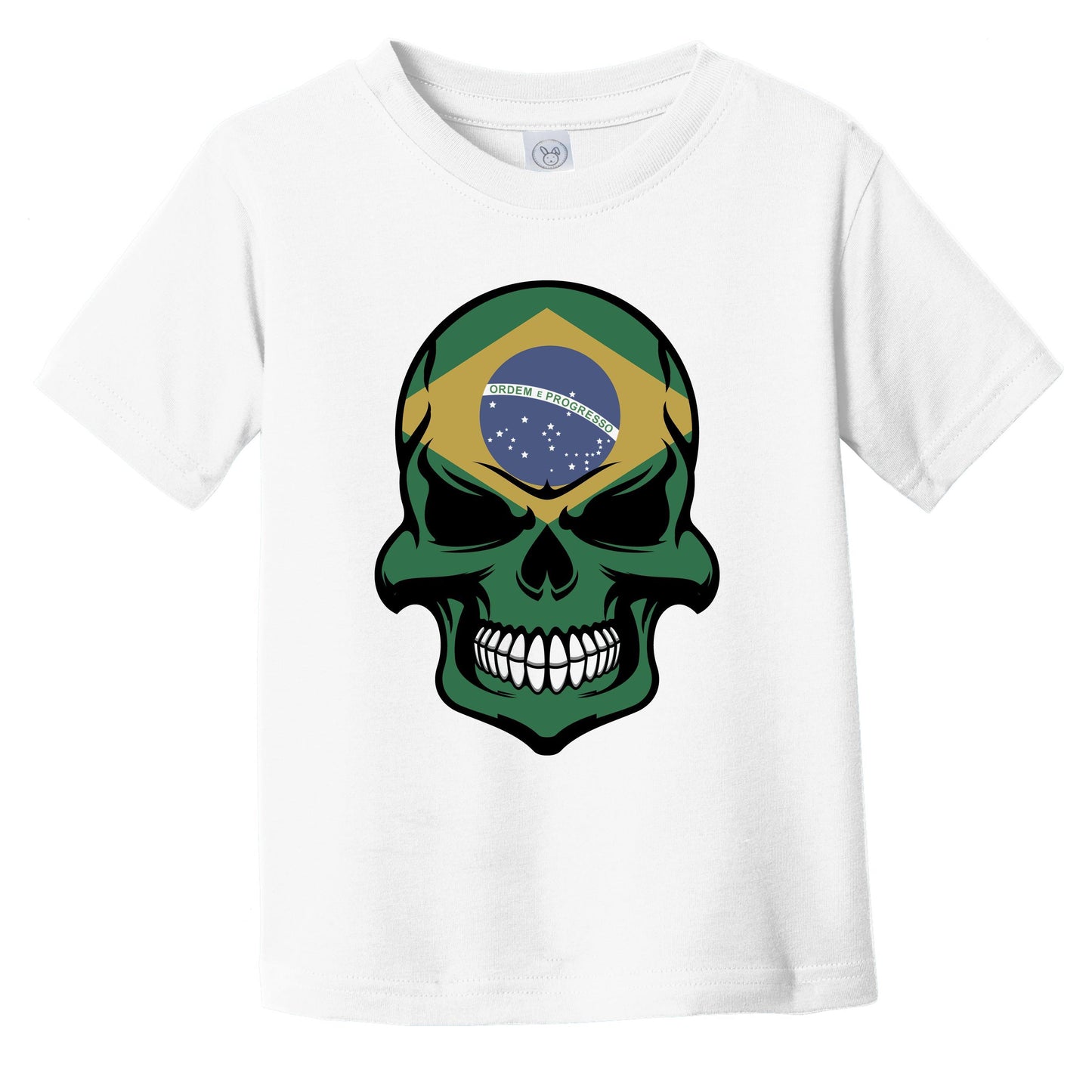 Brazilian Flag Skull Cool Brazil Skull Infant Toddler T-Shirt
