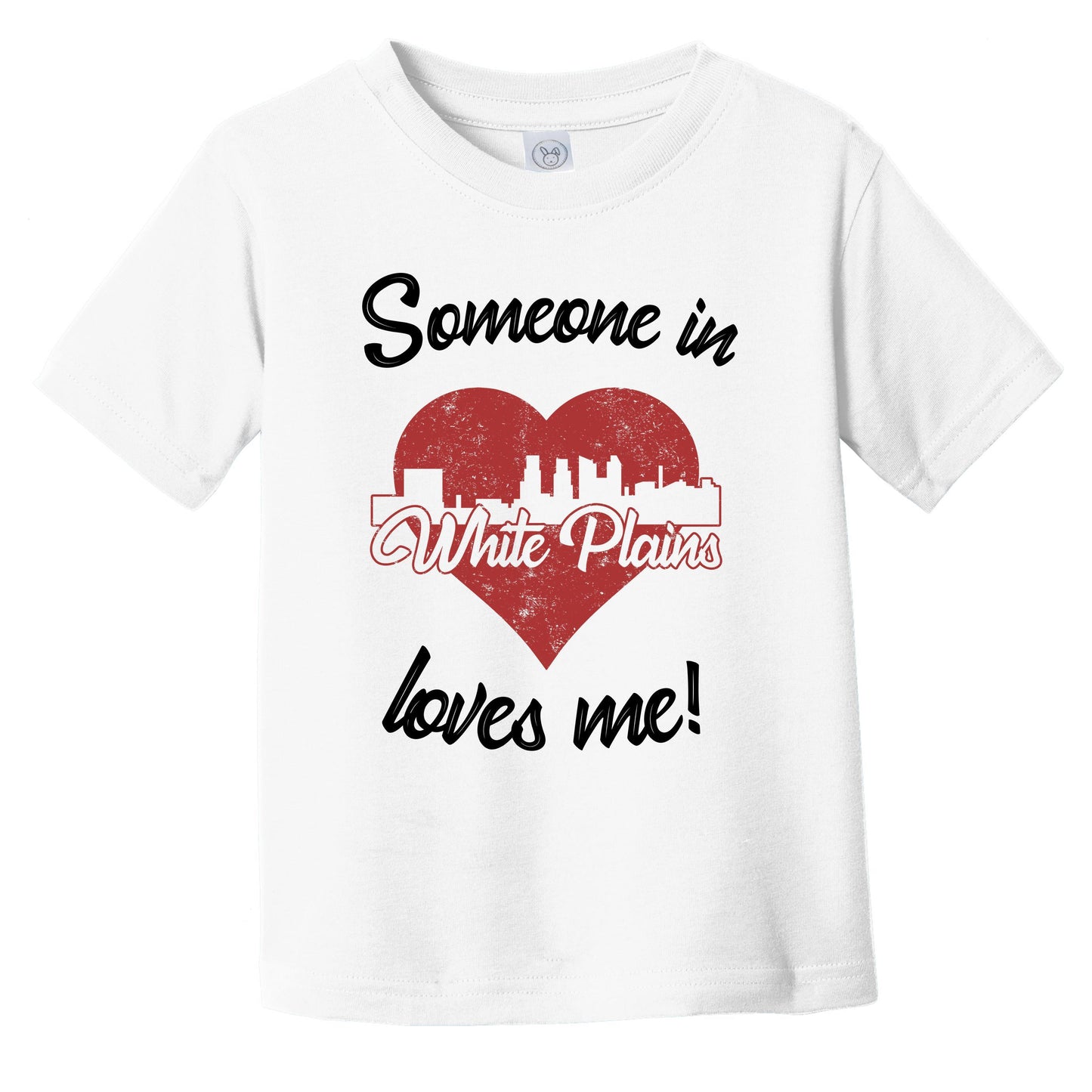 Someone In White Plains Loves Me Red Heart Skyline Infant Toddler T-Shirt