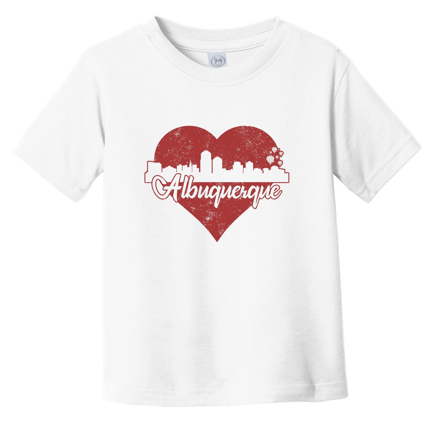 Retro Albuquerque New Mexico Skyline Red Heart Infant Toddler T-Shirt