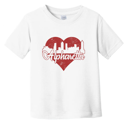 Retro Alpharetta Georgia Skyline Red Heart Infant Toddler T-Shirt
