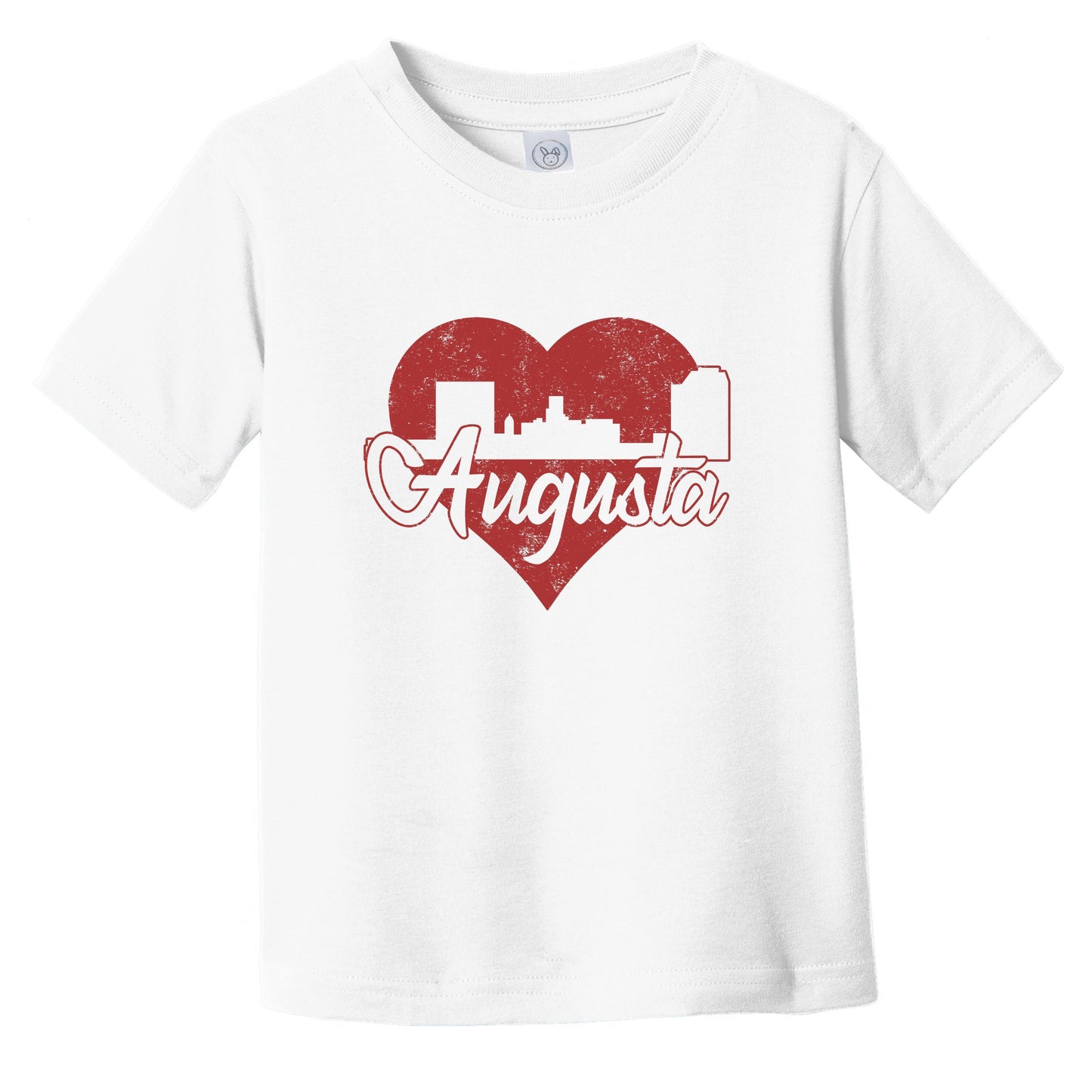 Retro Augusta Georgia Skyline Red Heart Infant Toddler T-Shirt