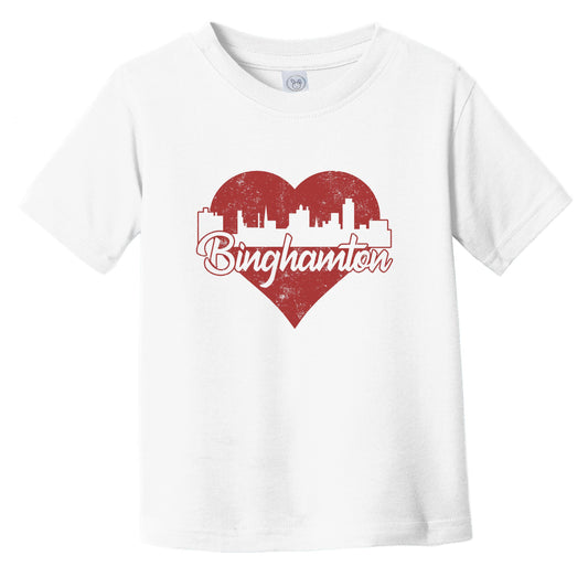 Retro Binghamton New York Skyline Red Heart Infant Toddler T-Shirt